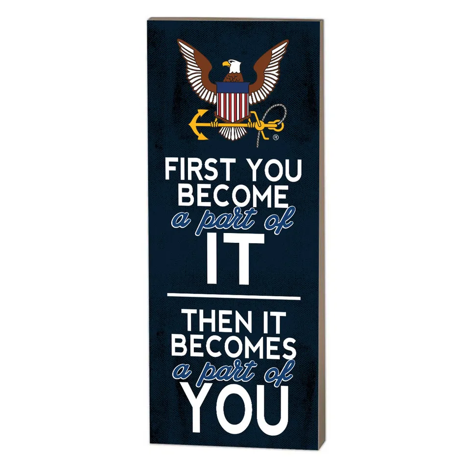 7.62 Design US Navy First You Become targa legno 17x45 cm