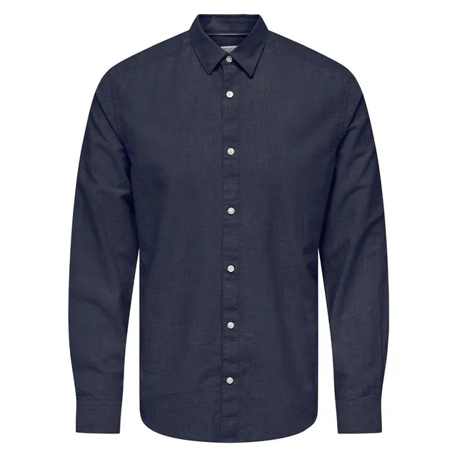 Only & Sons Cantley Camicia Uomo Blu Marina Manica Lunga