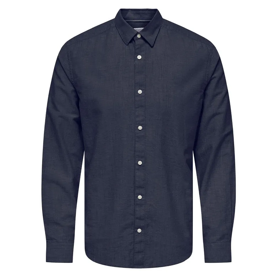 Only & Sons Cantley Camicia Uomo Blu Marina Manica Lunga