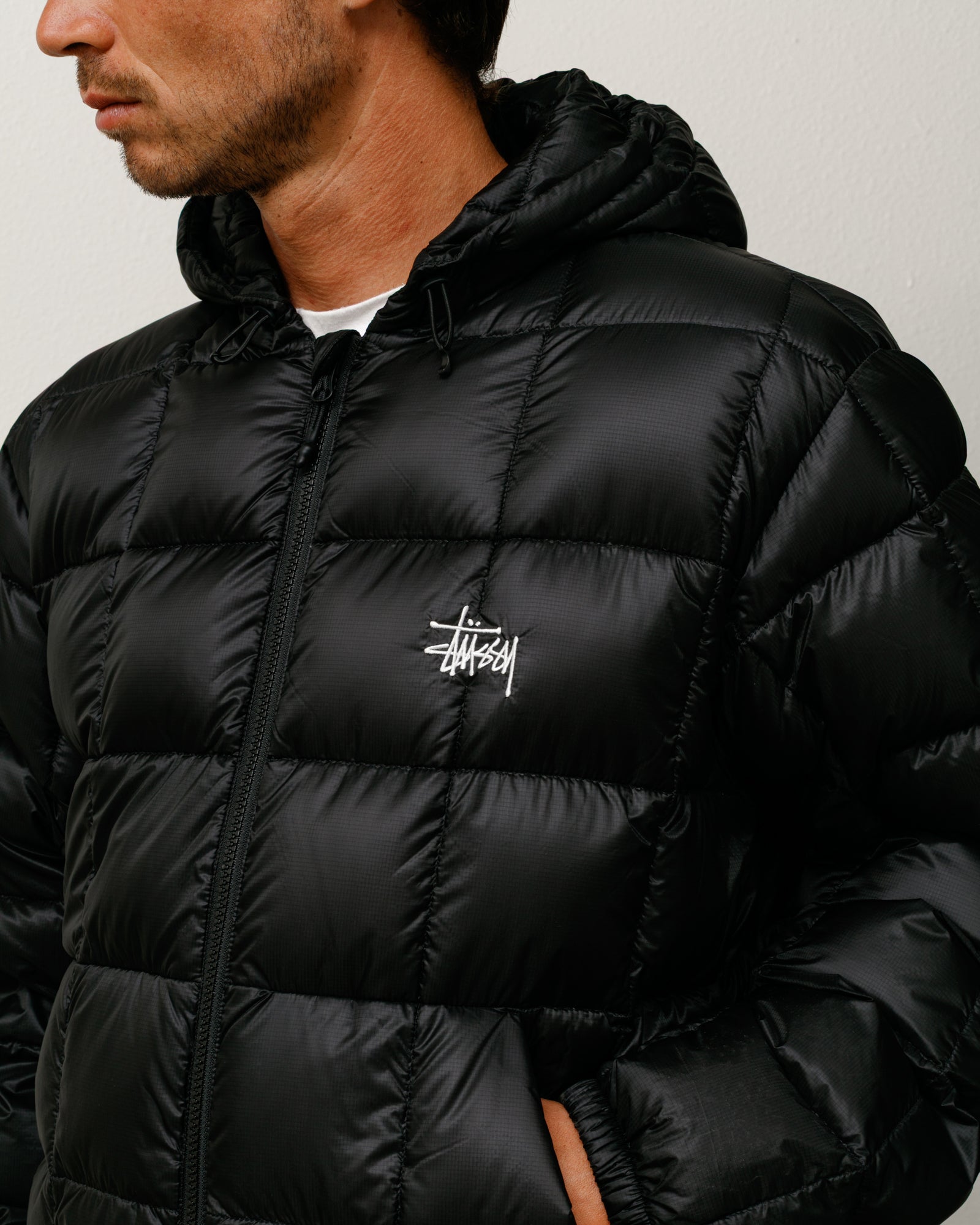 Stussy Midweight Hooded Puffer piumino nero 600-fill