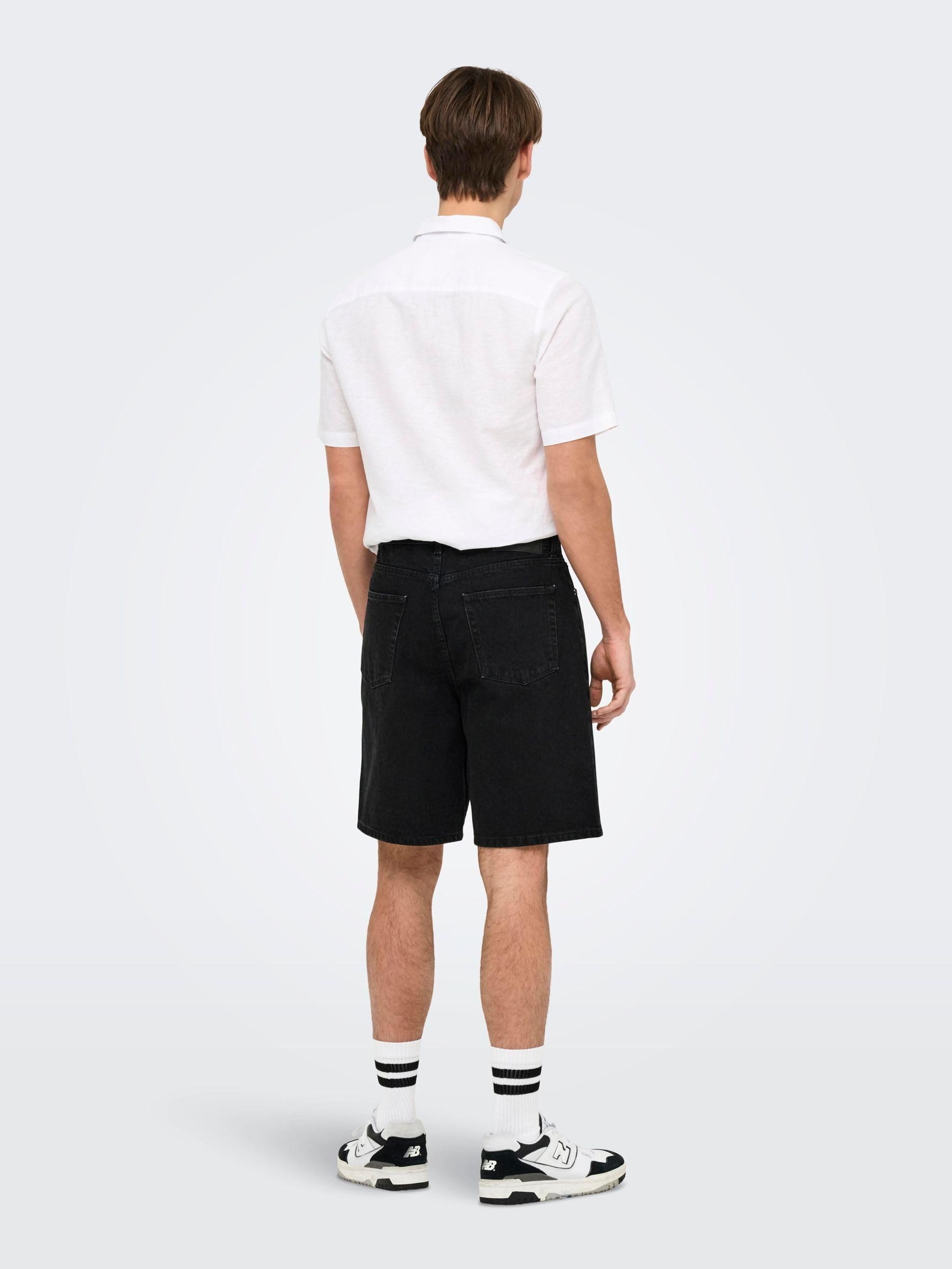 ONLY & SONS Onsfade Denim Shorts uomo M loose fit blu