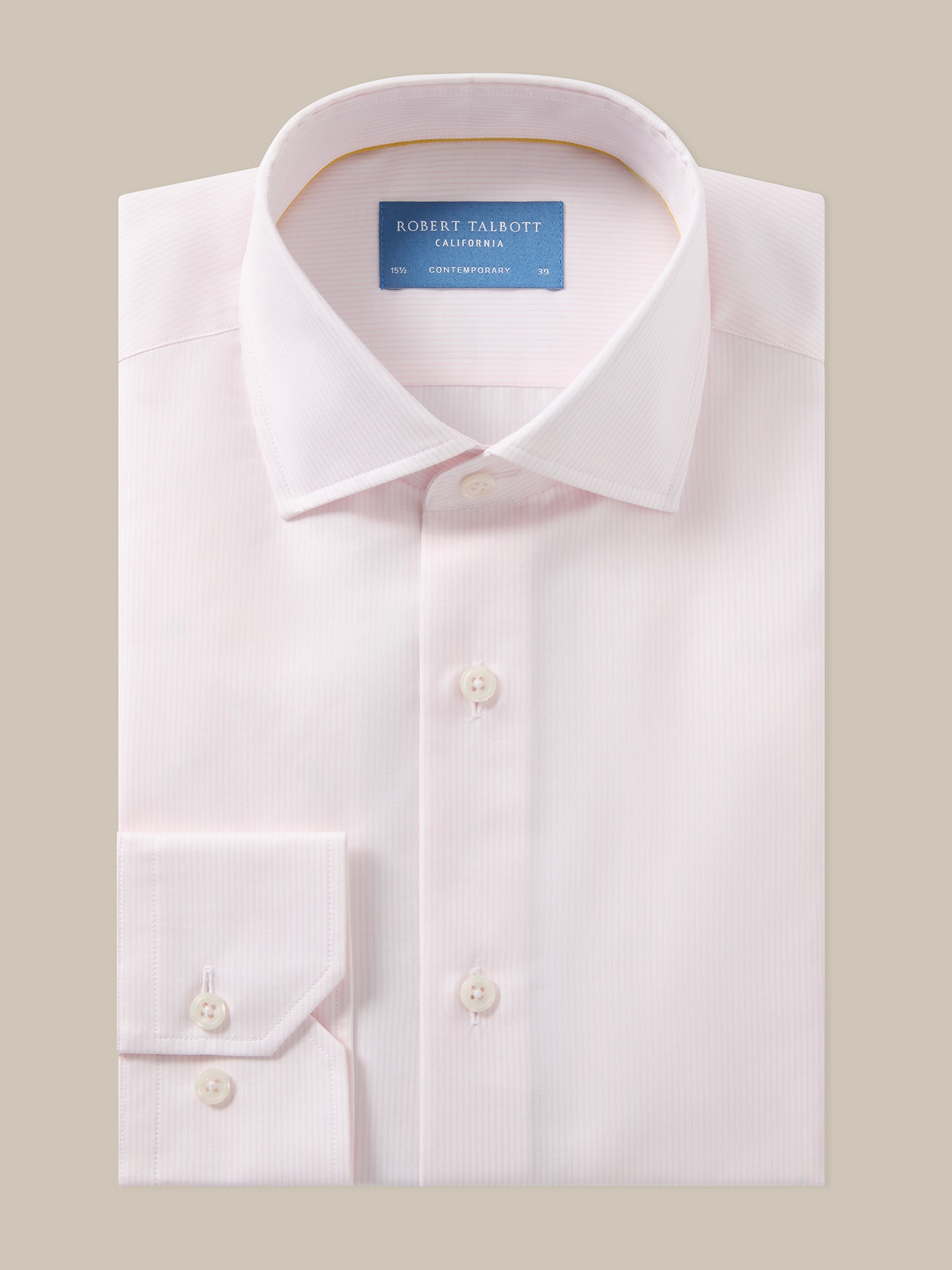 Robert Talbott Reynolds Thin Stripe camicia rosa 16 cotone