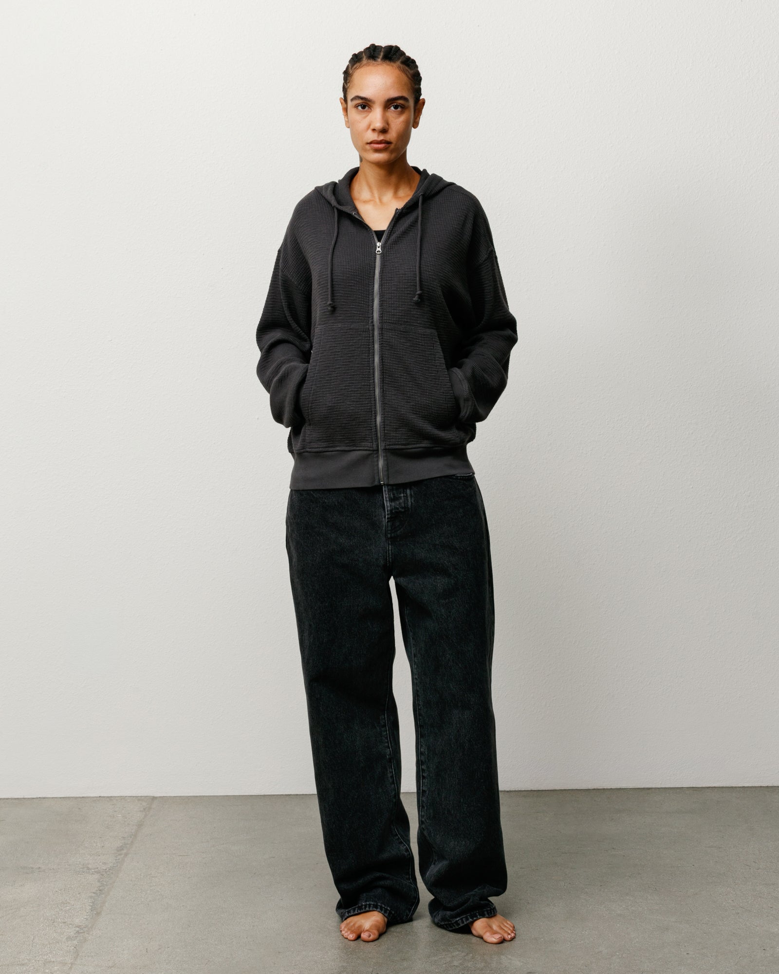 Stussy Thermal Hoodie felpa Faded Black termica