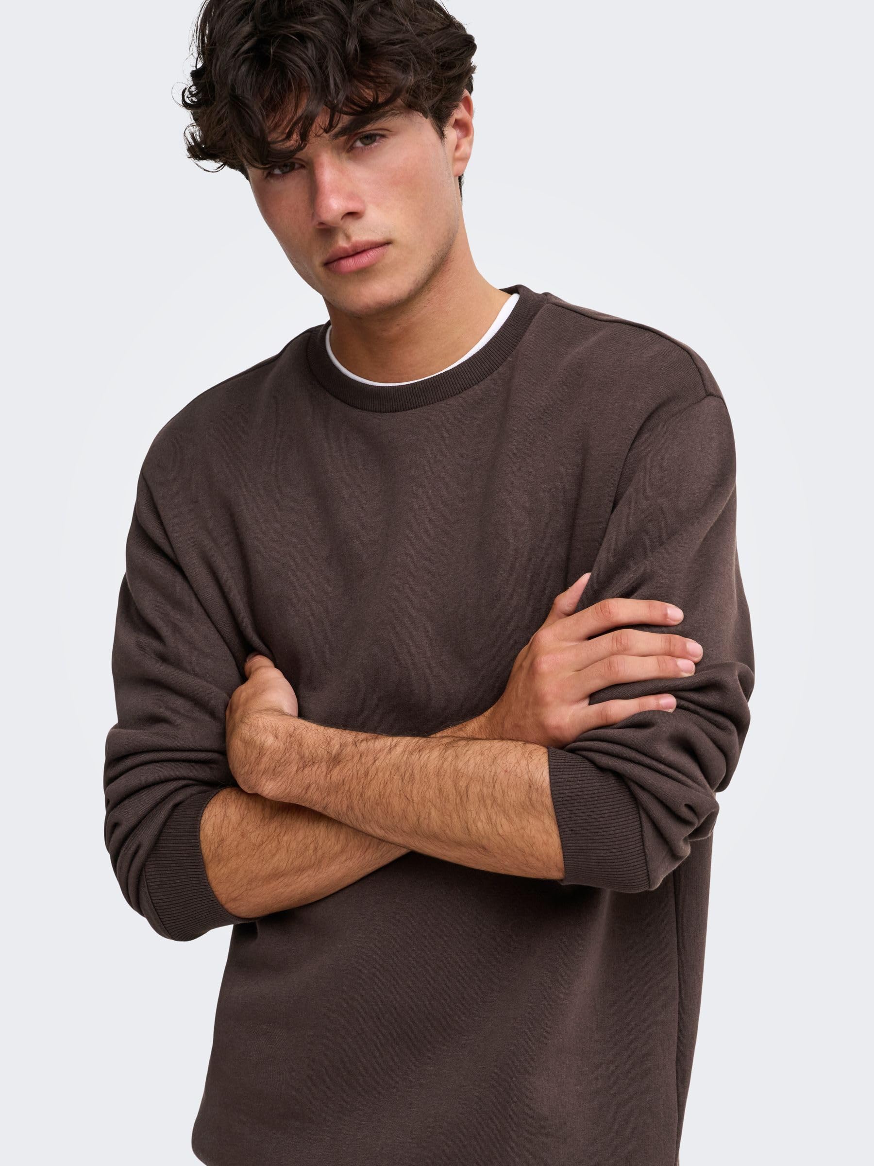 Only & Sons Onsceres felpa uomo Coffee Bean girocollo