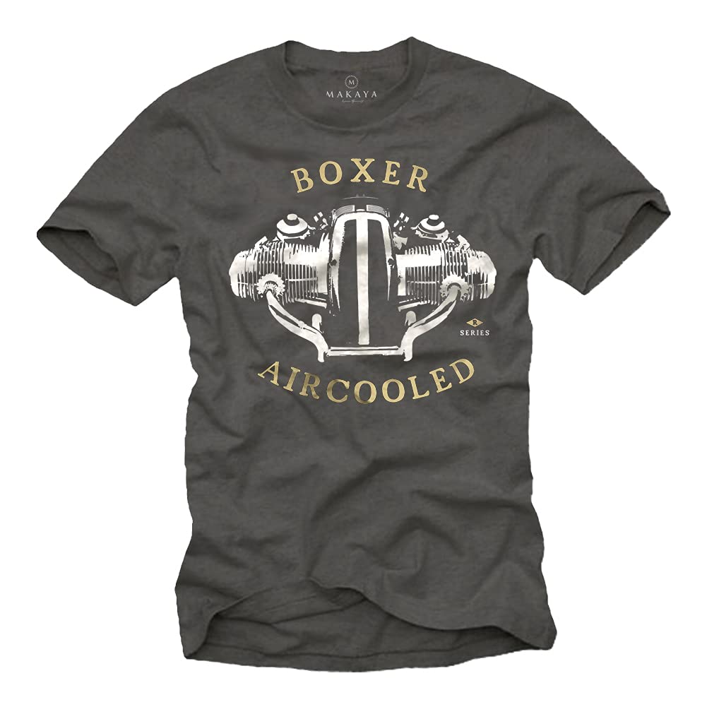 MAKAYA T-Shirt Uomo Boxer Motor maglietta nera cotone