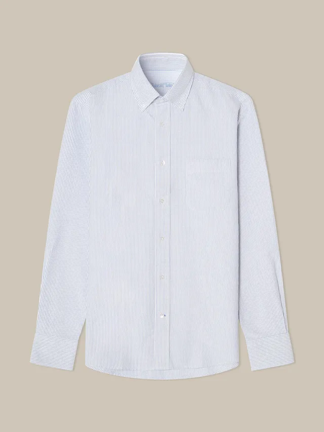 Robert Talbott Harrison Button Down camicia oxford riga blu