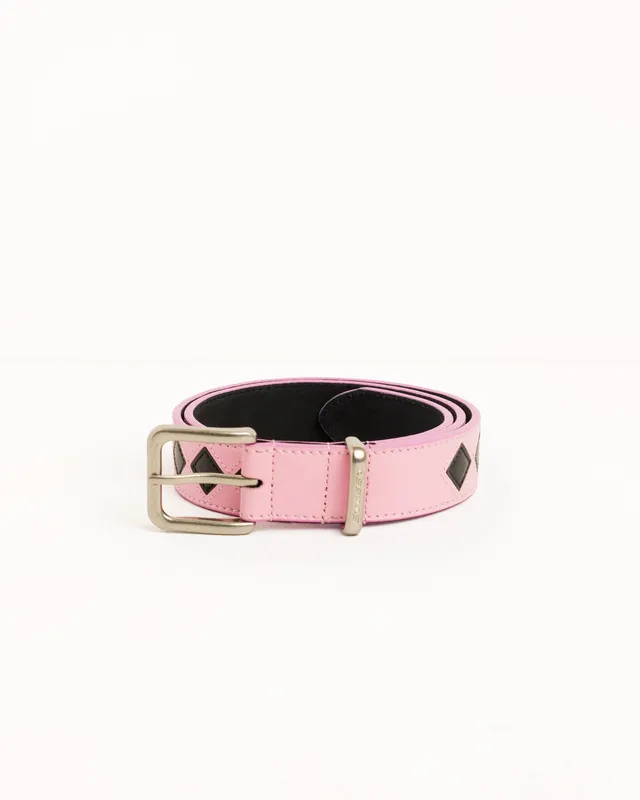Stussy Argyle Leather Belt cintura pink pelle