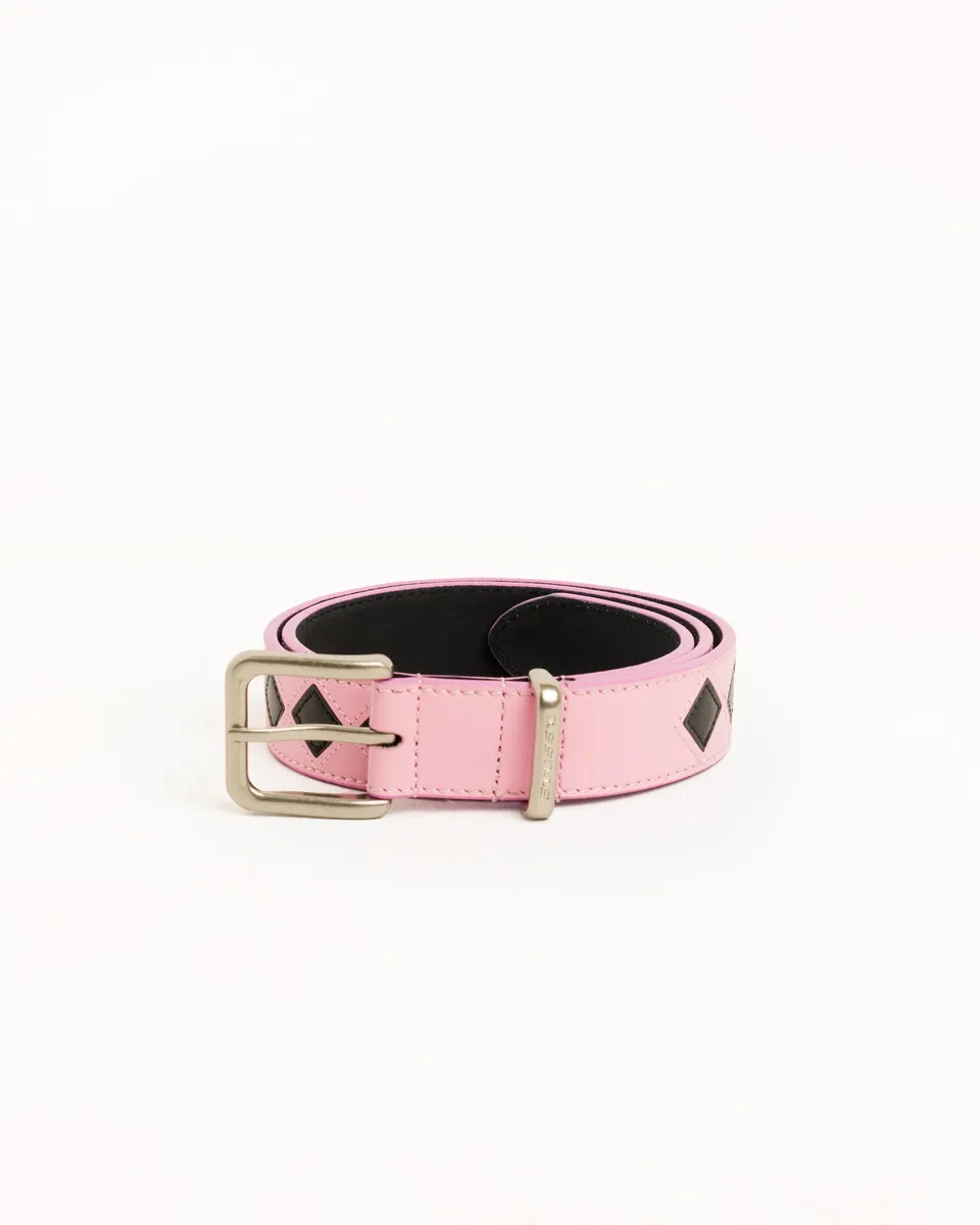 Stussy Argyle Leather Belt cintura pink pelle