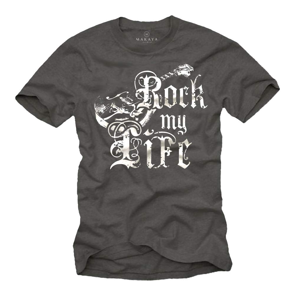 Makaya T-Shirt Uomo Rock My Life Chitarra Cotone