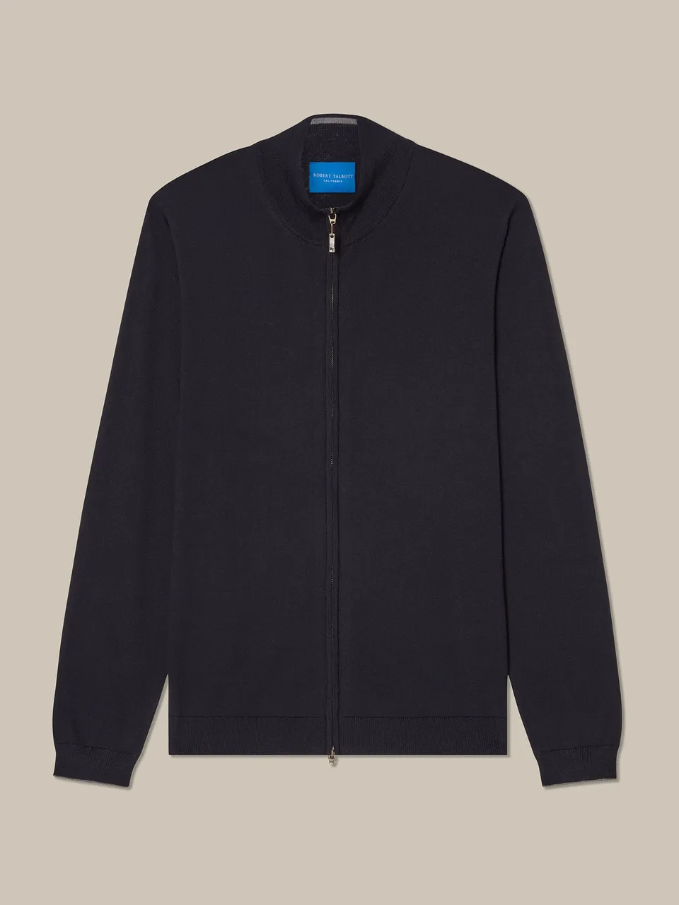 Robert Talbott Dalton maglione full zip merino navy