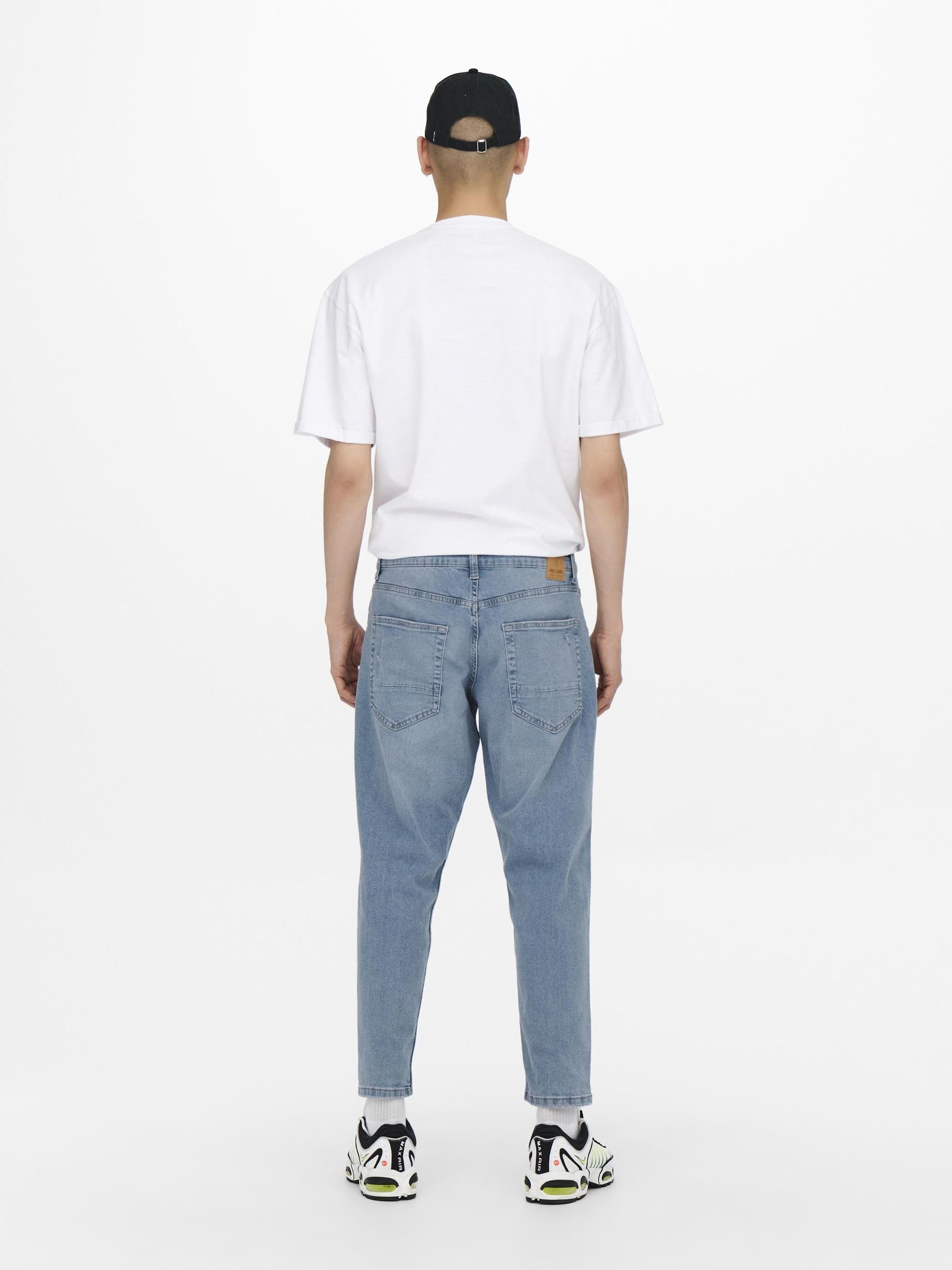 Only & Sons Avi Beam Crop jeans relaxed azzurro