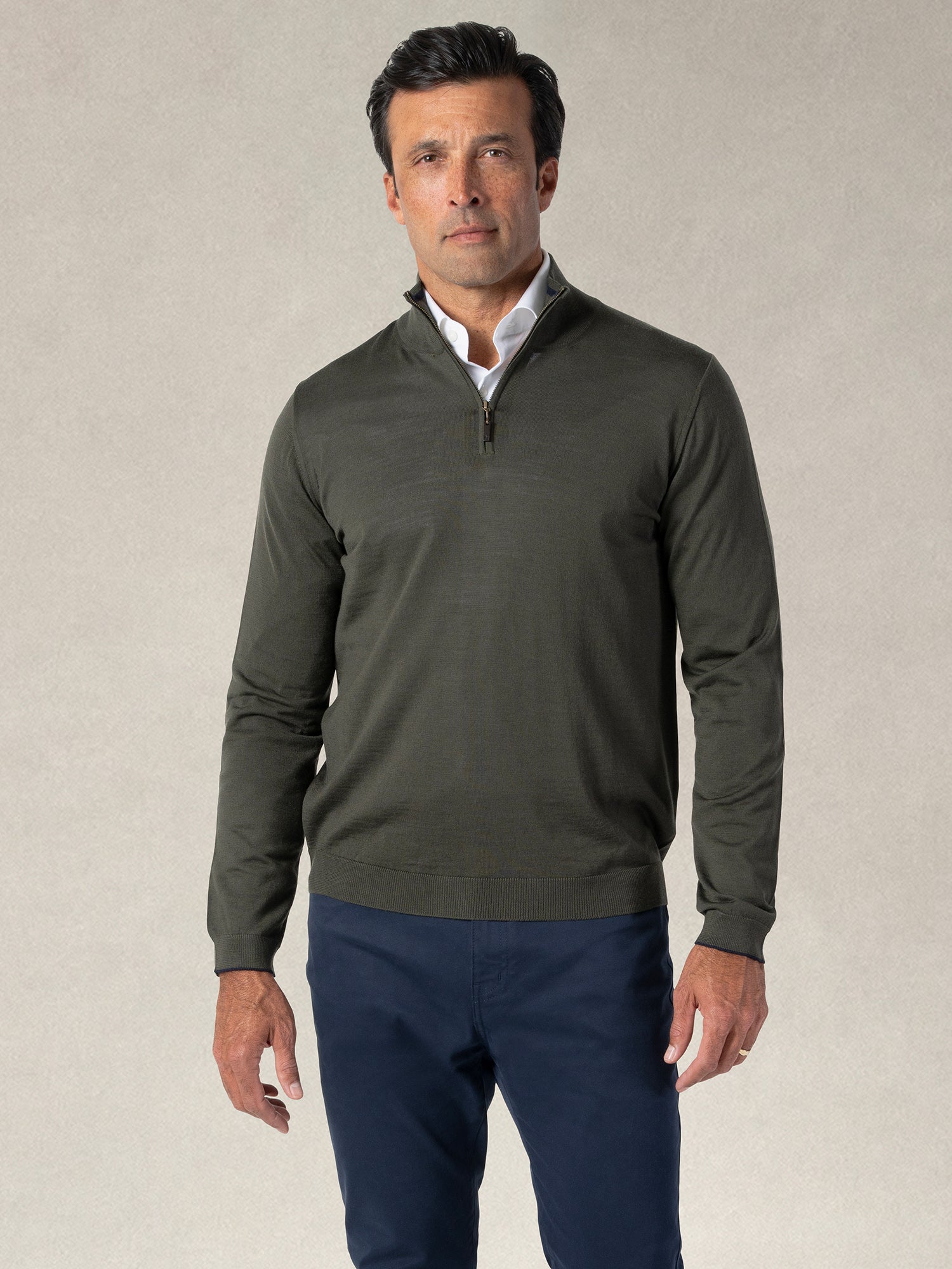 Robert Talbott Eastwood maglione merino verde oliva XL