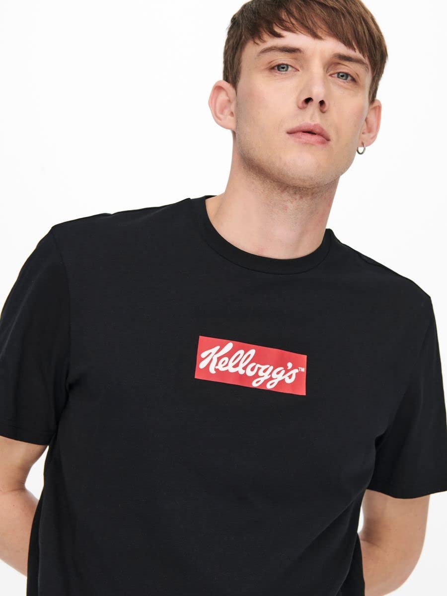 ONLY & SONS Onskelloggs Reg SS Logo Tee t-shirt taglia L nera