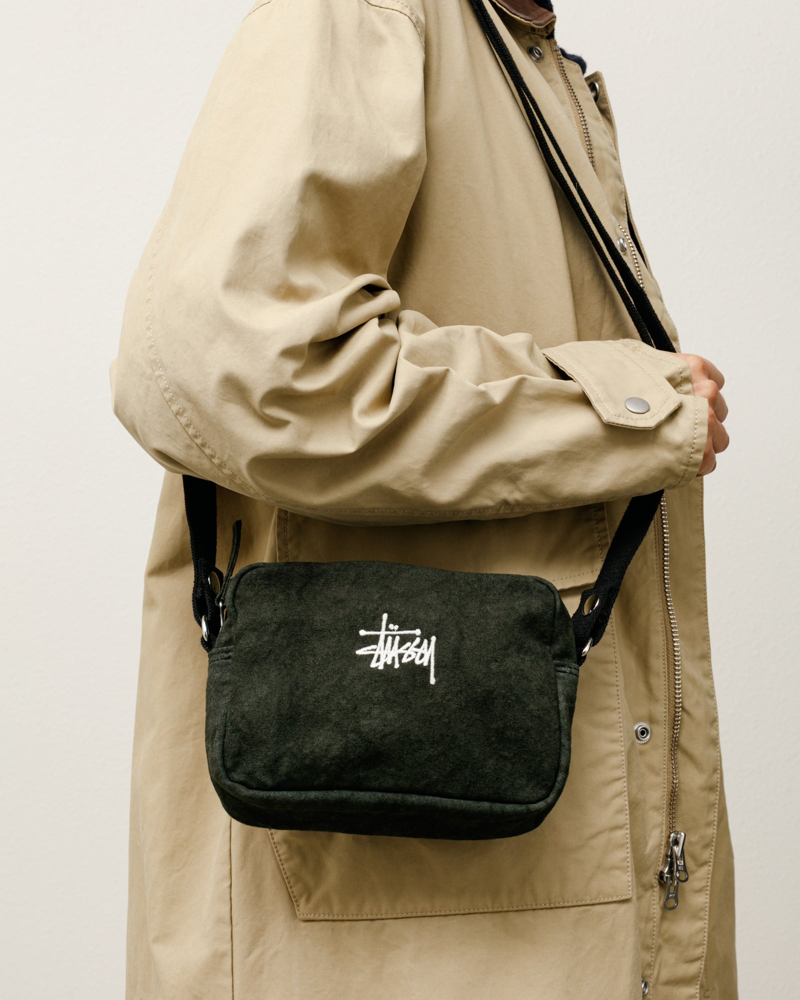 Stussy Accessories Canvas Pouch borsa Washed Black 19 cm cotone
