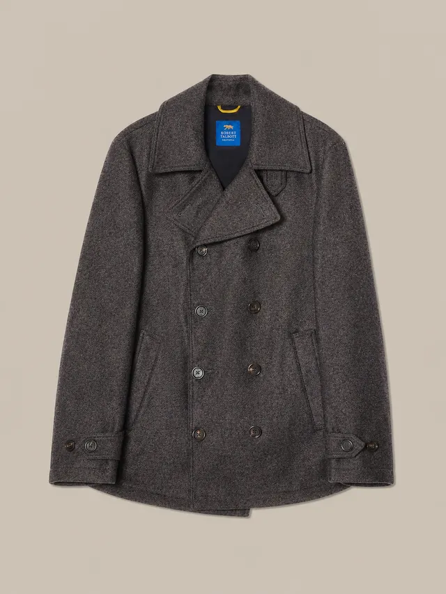 Robert Talbott Curtis Peacoat cappotto lana grigio scuro