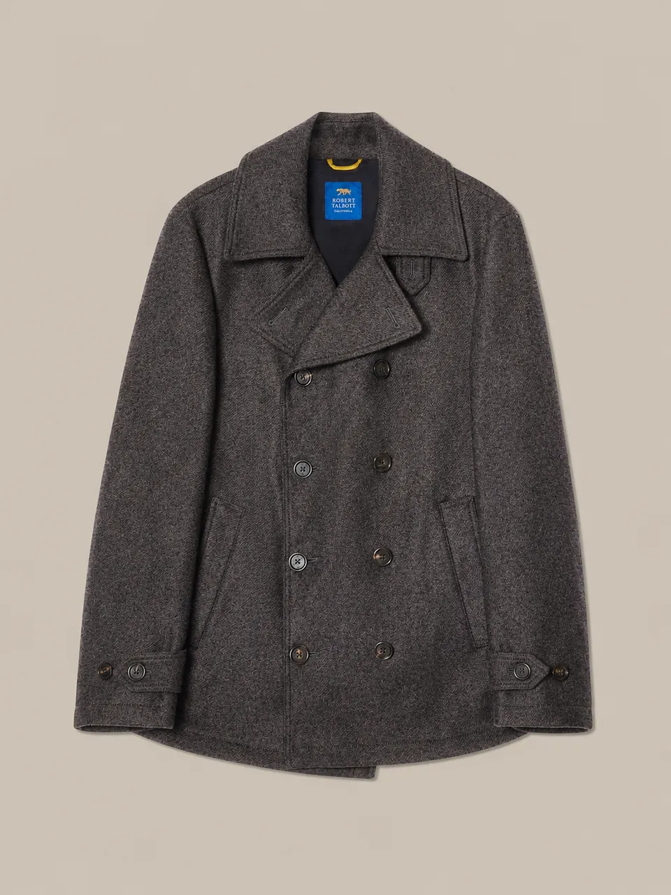 Robert Talbott Curtis Peacoat cappotto lana grigio scuro