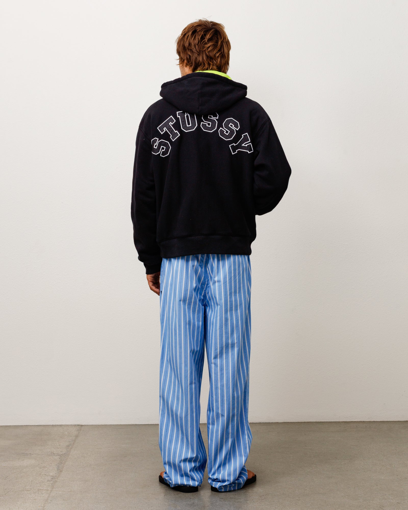 Stussy Double Faced Zip Hoodie felpa nera double face 360 gsm