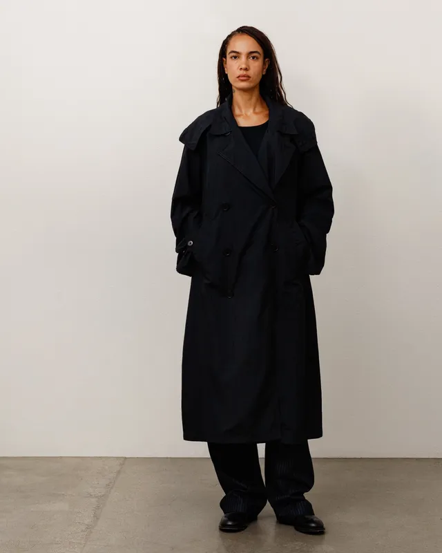 Stussy Double Breasted Trench giacca nera nylon idrorepellente