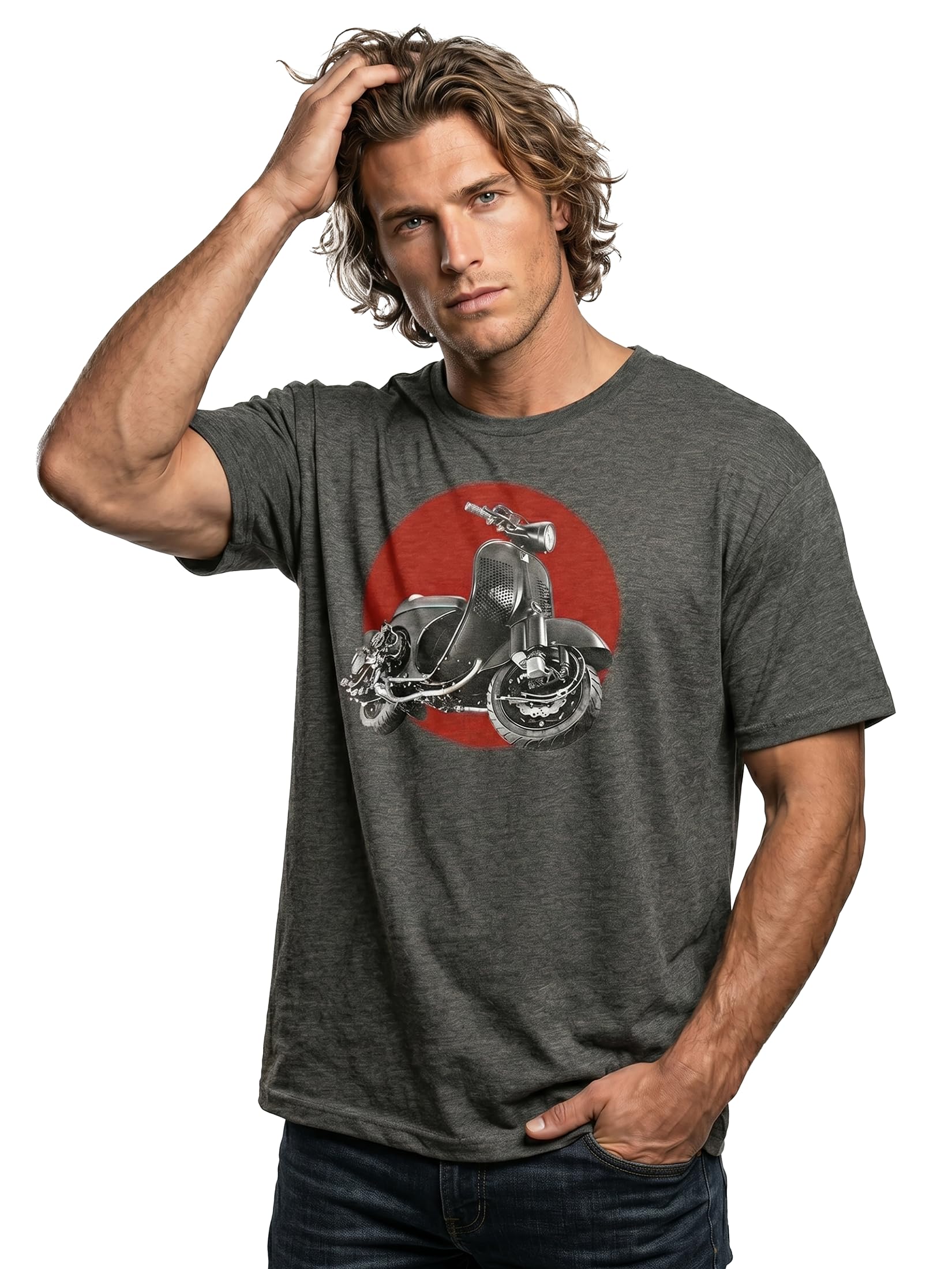 Makaya Vintage Tuning Scooter T-Shirt Uomo Cotone
