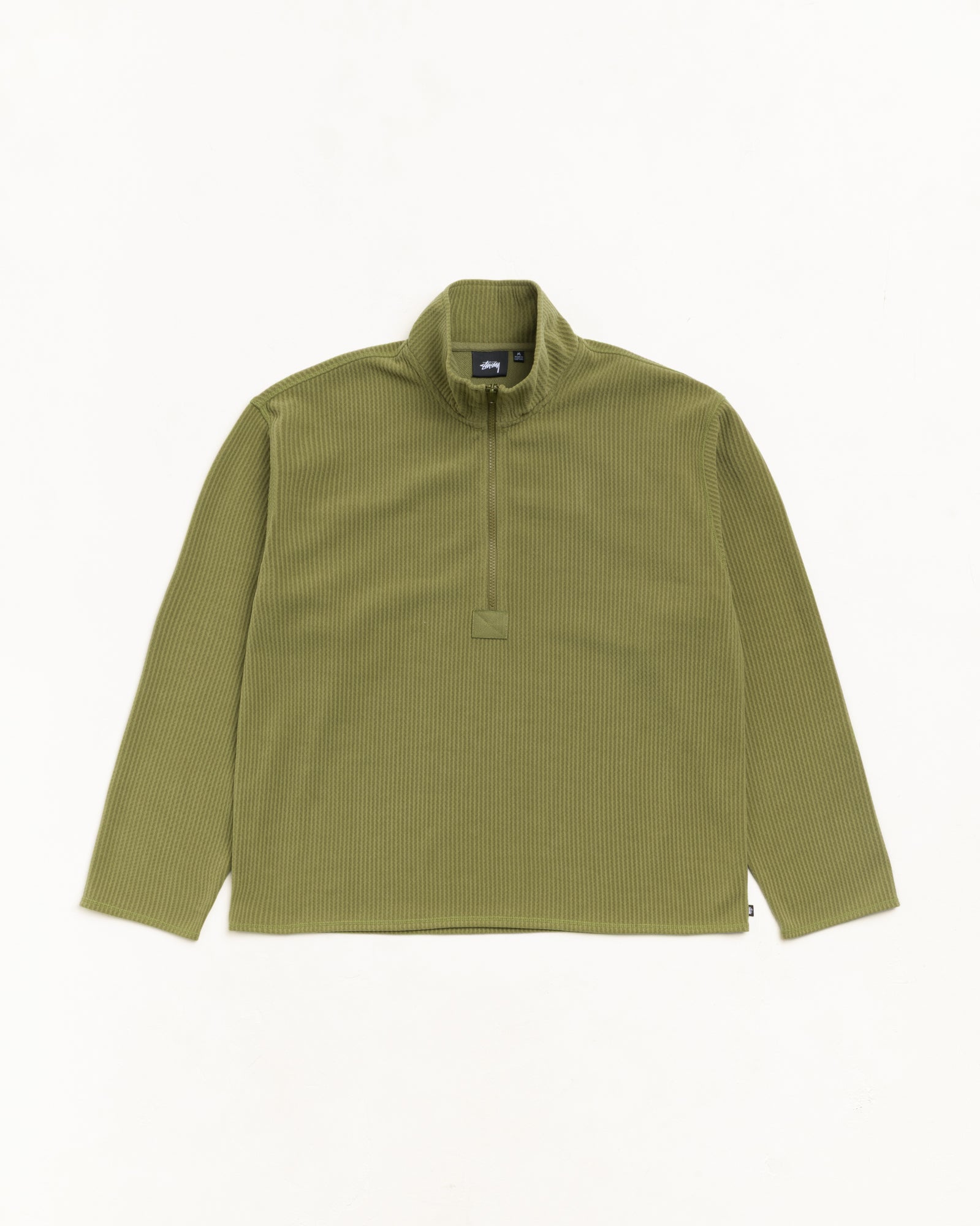 Stussy Half Zip Thermal maglia olive poliestere