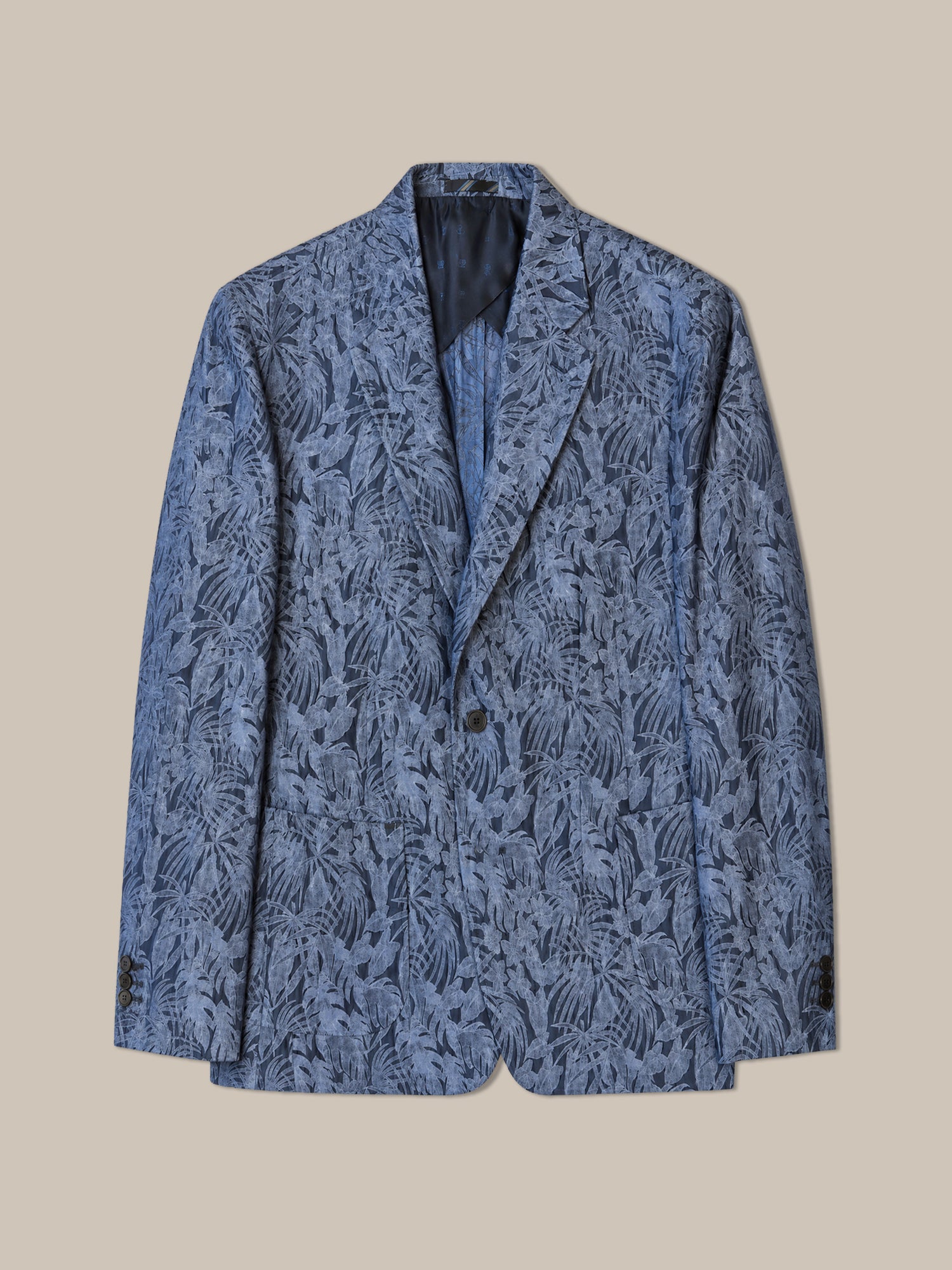 Robert Talbott Wright Floral Jacquard Blazer Seta Blu Delft