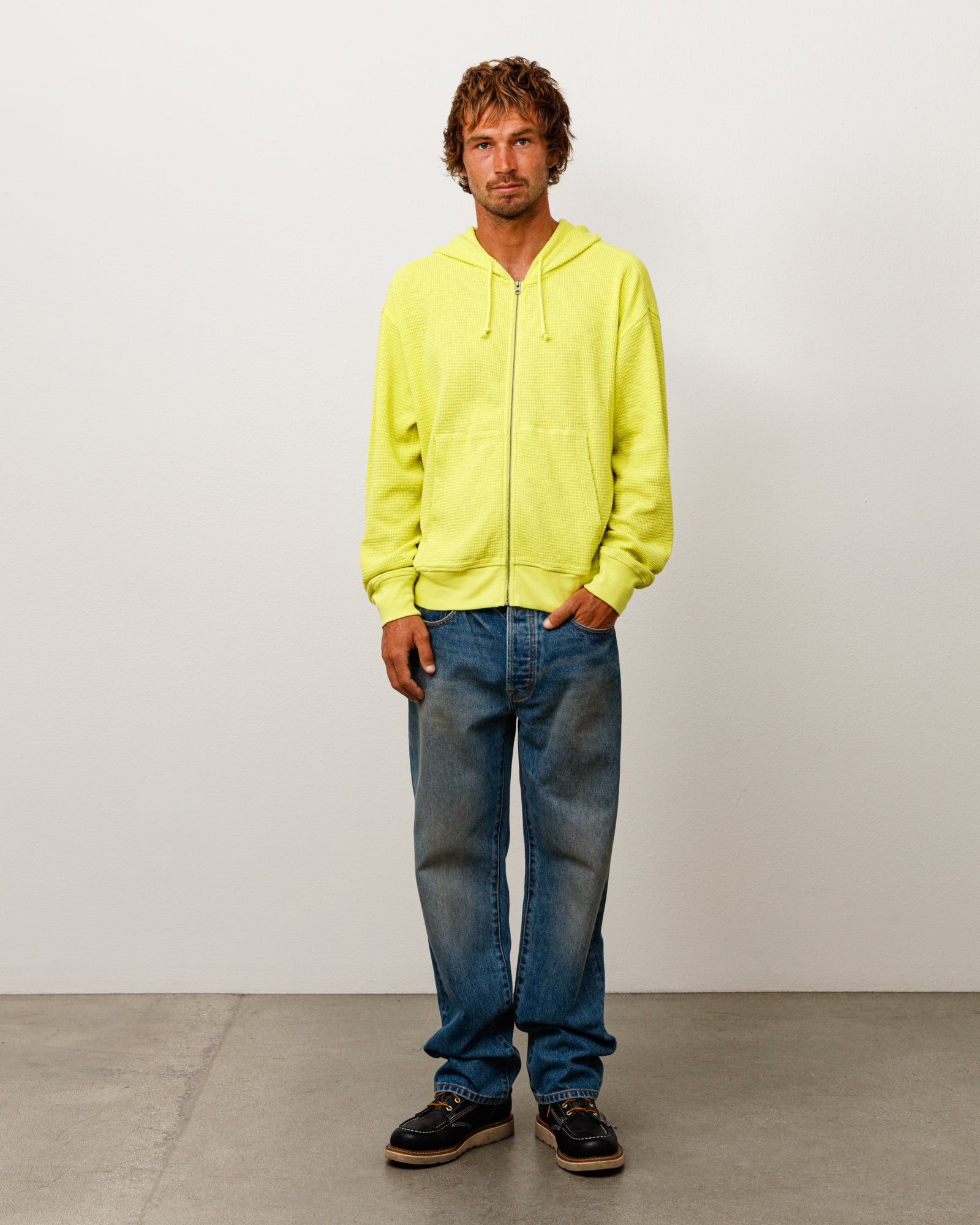 Stussy Lightweight Thermal Hoodie felpa lime cotone