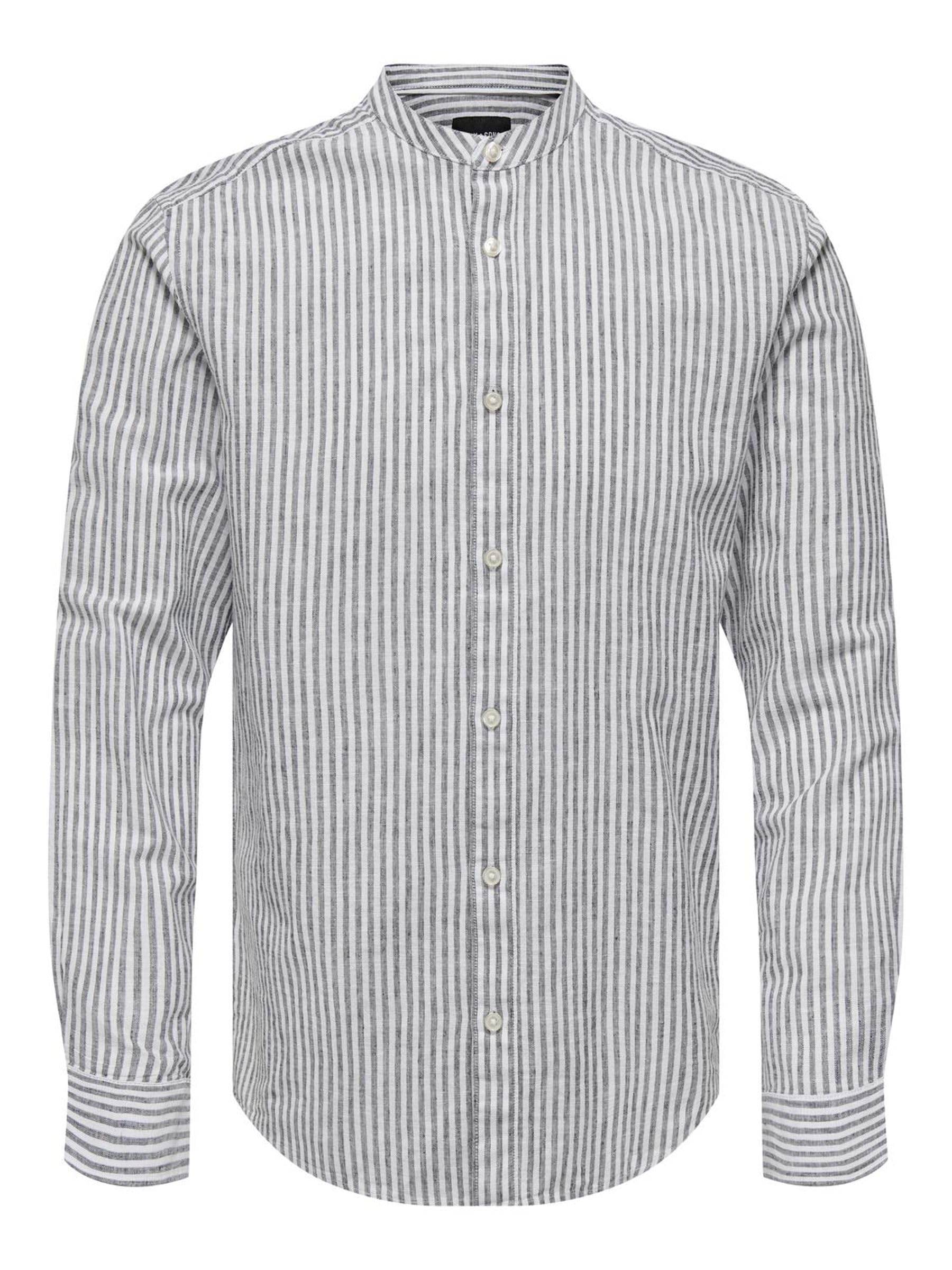 ONLY & SONS Camicie lino righe camicia uomo blu Cachemire