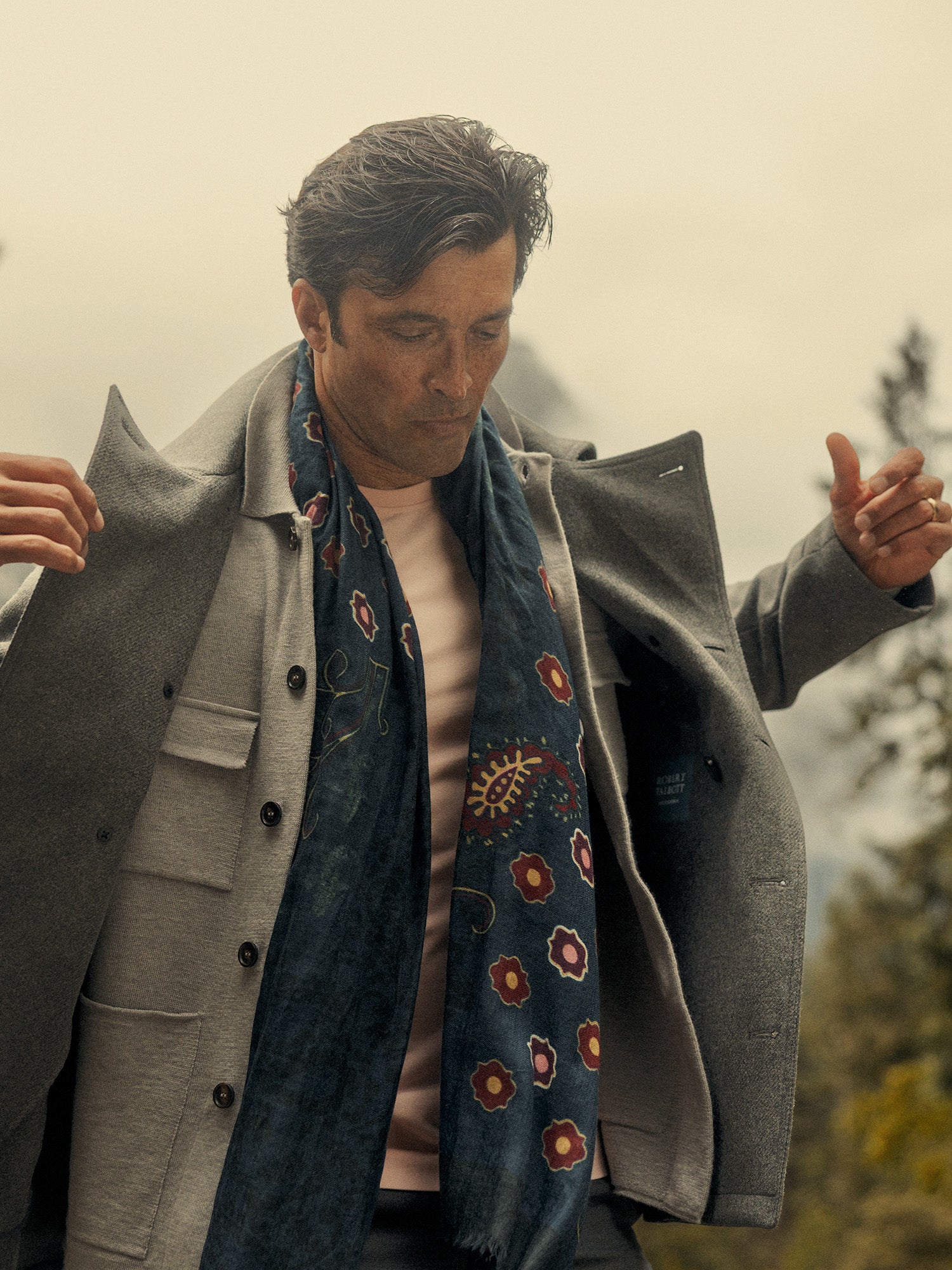 Robert Talbott Curtis Peacoat cappotto lana grigio scuro