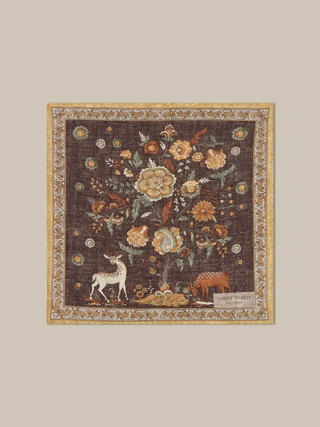 Robert Talbott Collins pochette seta marrone multi