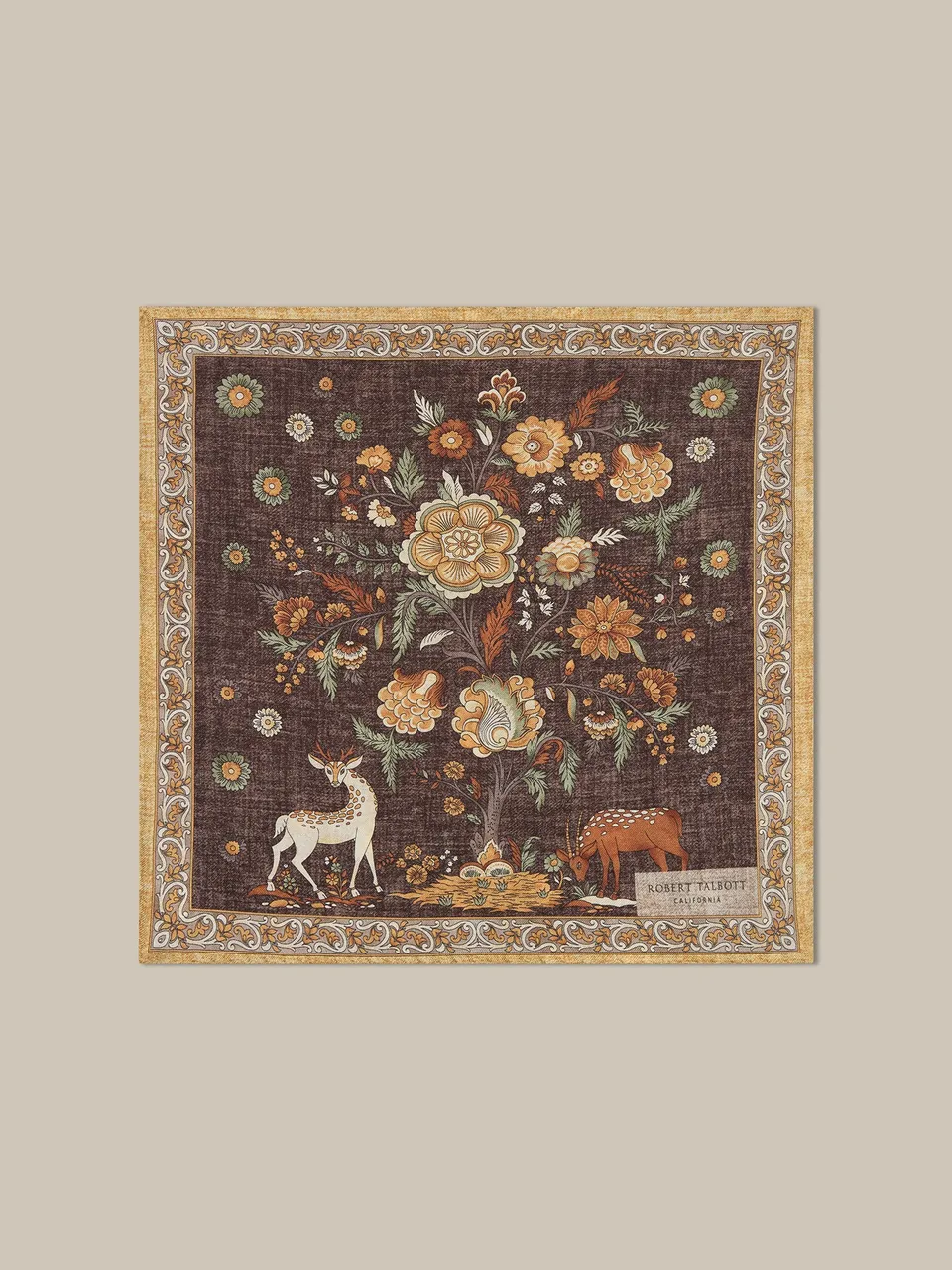 Robert Talbott Collins pochette seta marrone multi