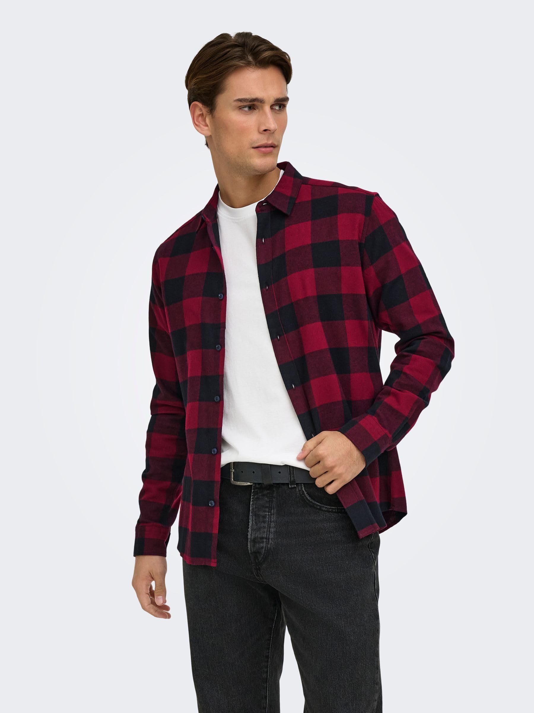 ONLY & SONS Gudmund Camicia Cabernet Maniche Lunghe