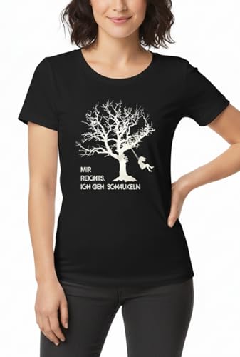 MAKAYA Sto a Dondolo T-Shirt Donna Nera Cotone