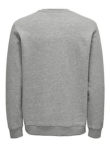 Only & Sons Regular Logo Crew felpa uomo grigia 100% cotone