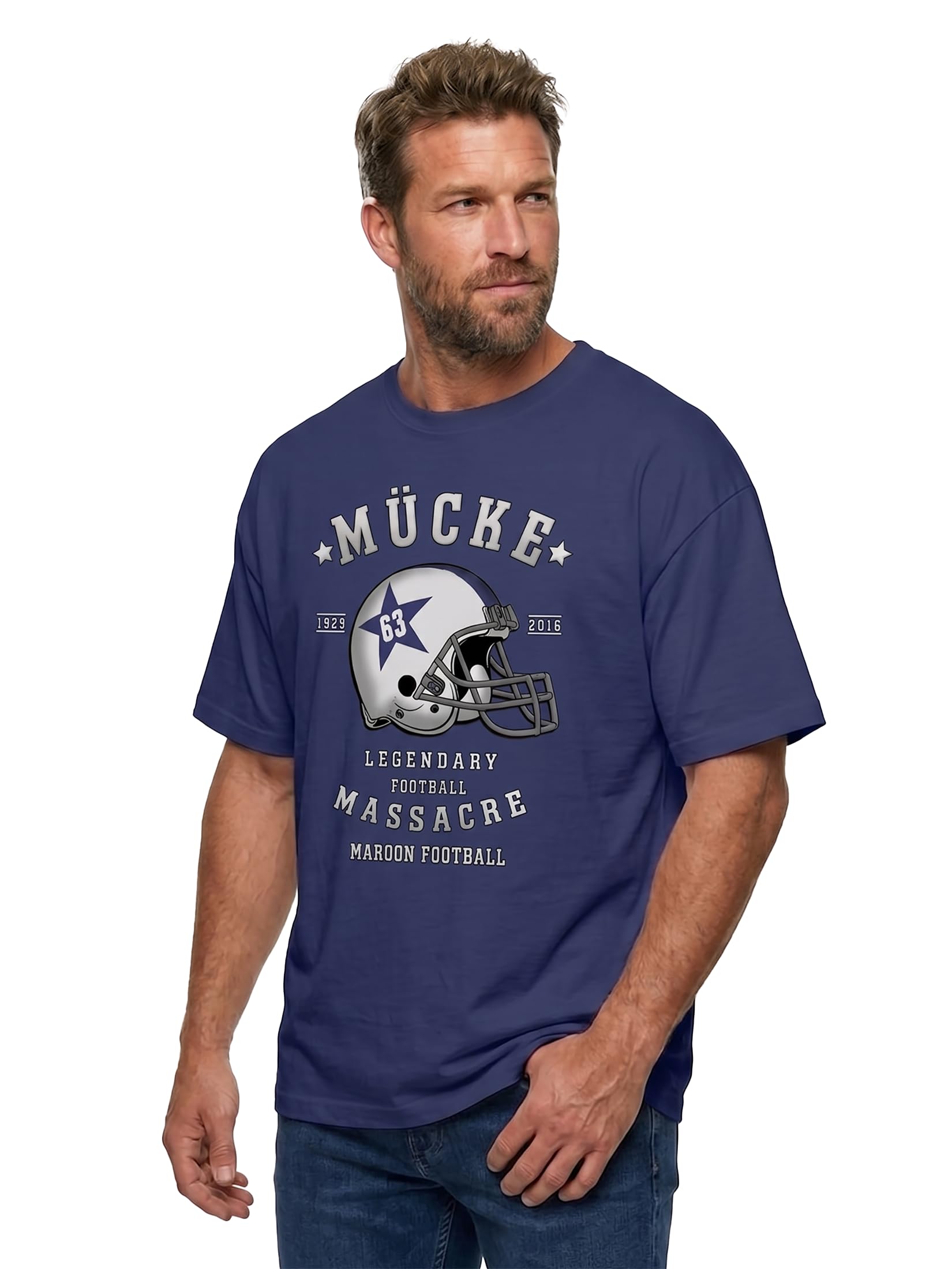 Makaya T-Shirt Uomo maglietta football 63 blu taglia M