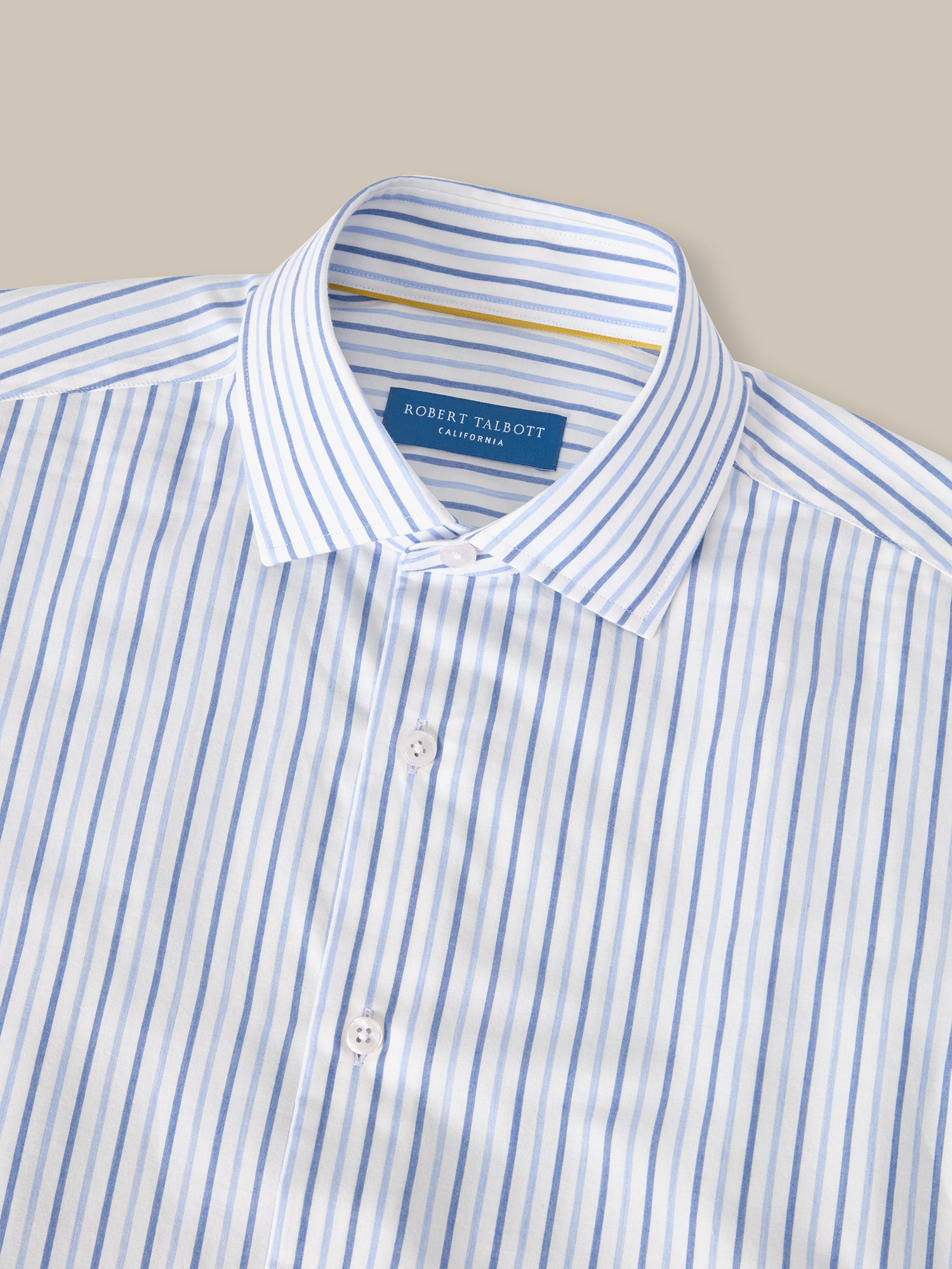 Robert Talbott Reynolds camicia cotone azzurro a righe