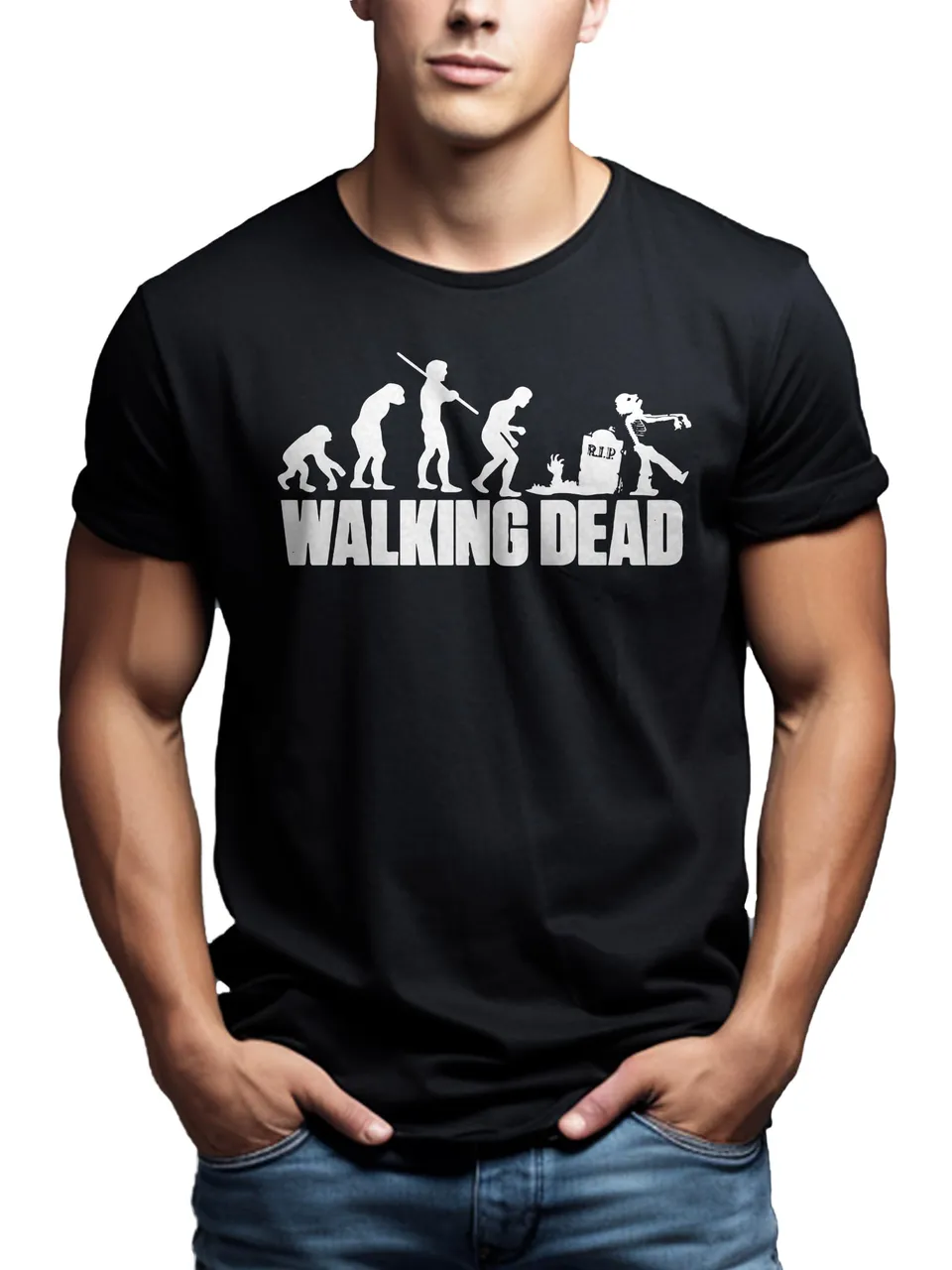 MAKAYA T-Shirt Uomo Zombie Evolution Maglietta M Nera