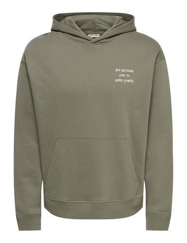 ONLY & SONS Onstroy Felpa Cappuccio Uomo Relaxed Grigio