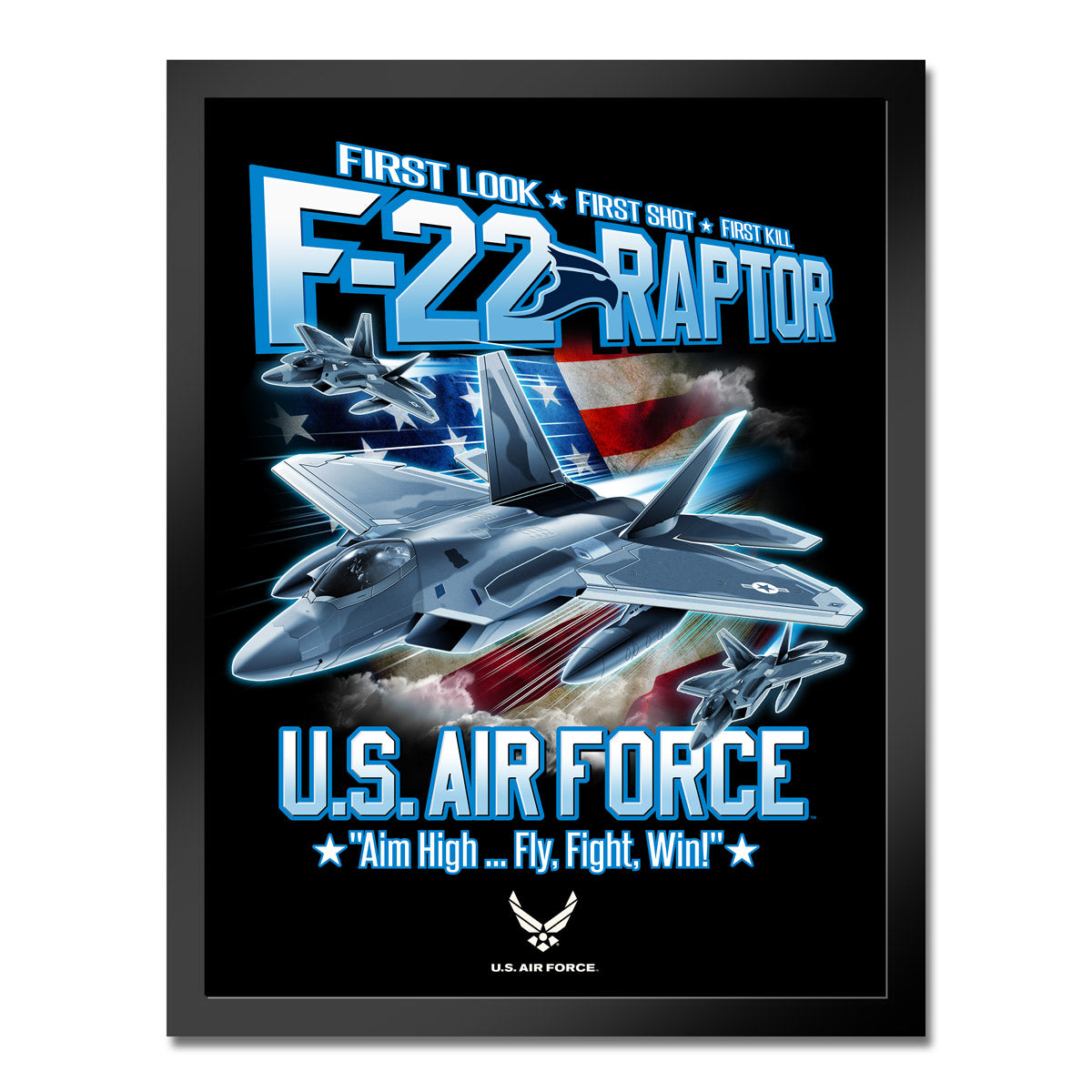 7.62 Design F-22 Raptor stampa incorniciata 14x20 US Air Force