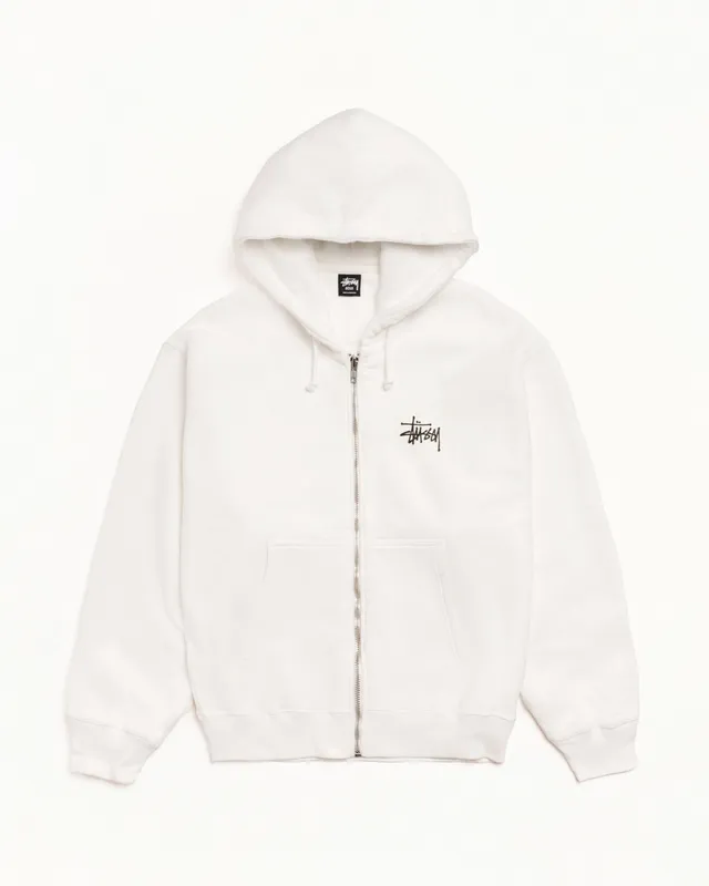 Stussy Basic Zip Hoodie felpa beige 100% cotone 430gsm