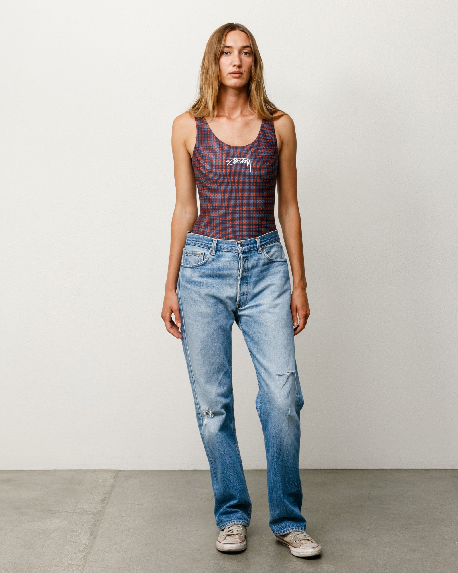 Stussy Surf Stock One Piece Costume Intero Plaid scollo tondo