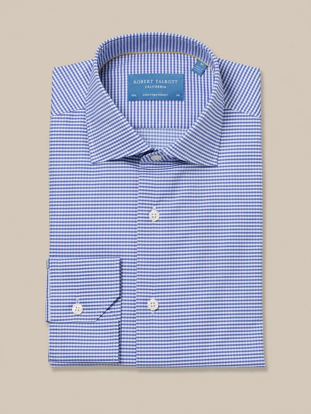 Robert Talbott Reynolds Camicia quadri Navy twill italiano