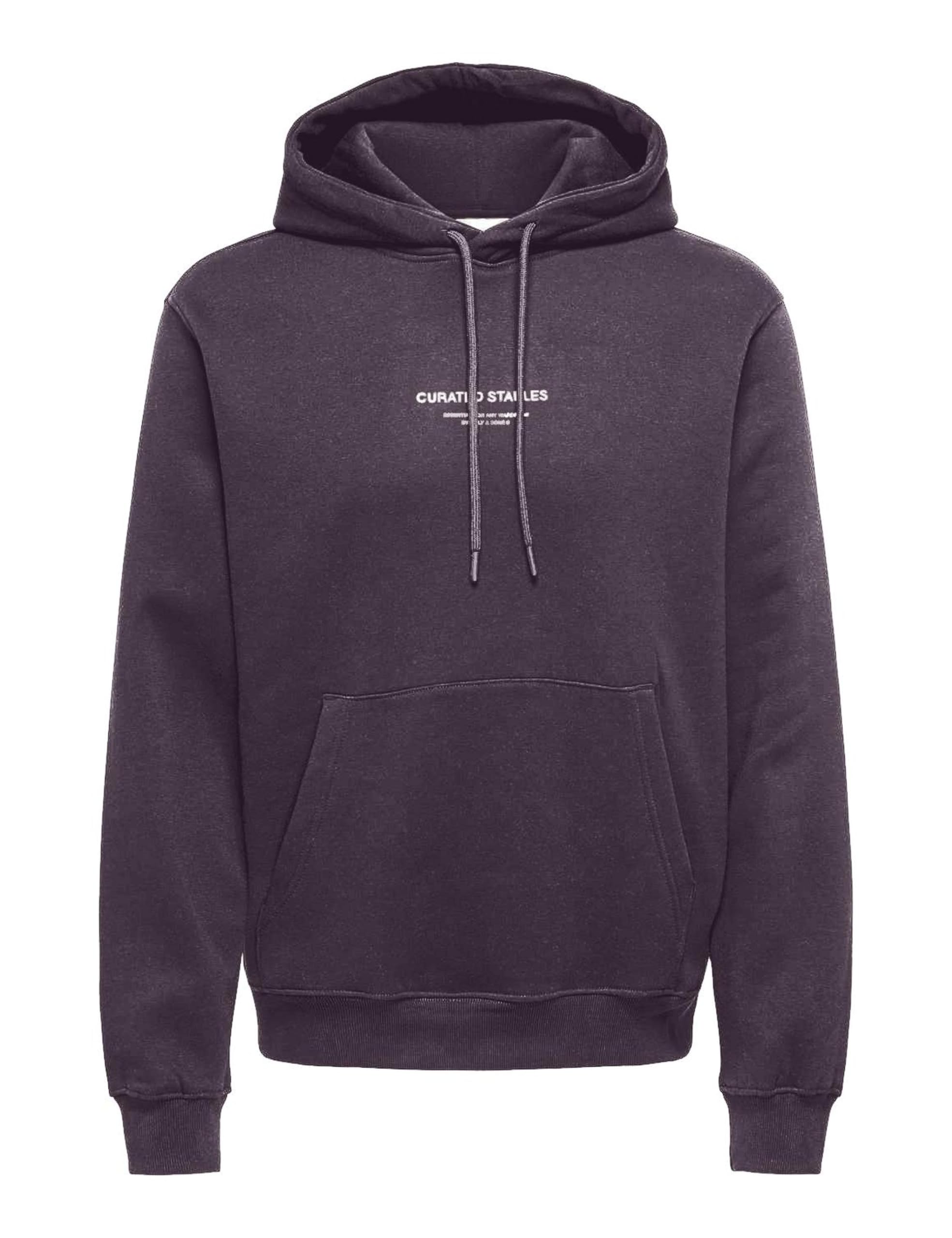 ONLY & SONS CURATED Felpa uomo L nero cappuccio cotone