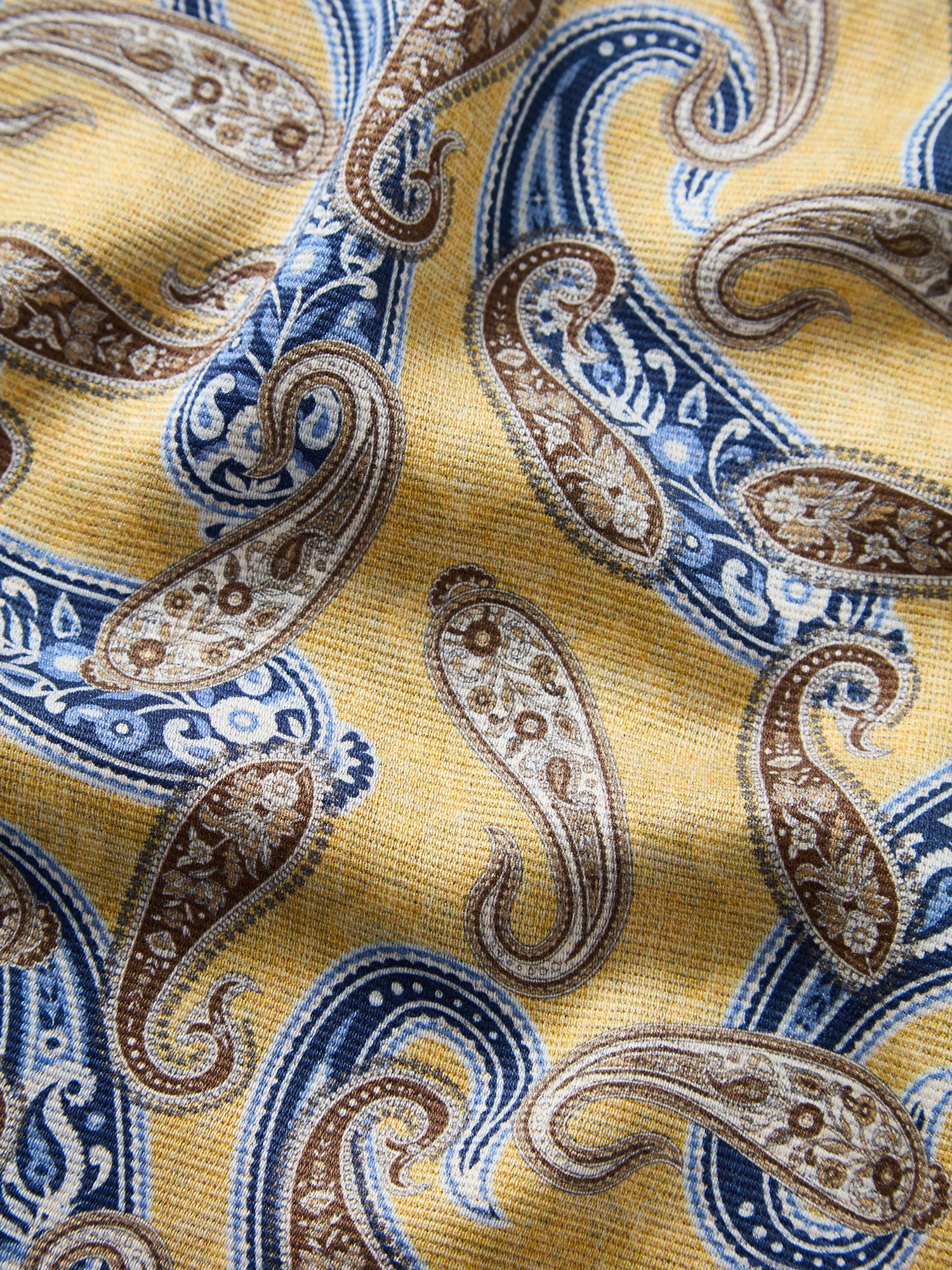Robert Talbott Collins pochette seta gialla paisley