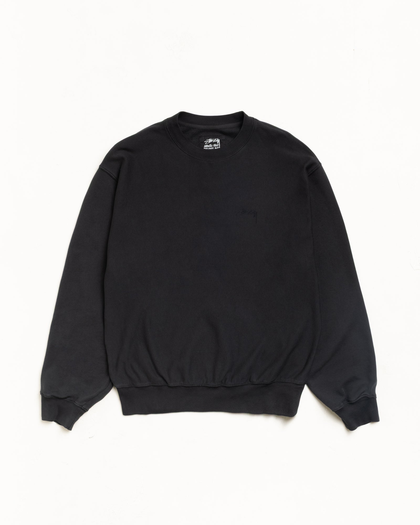 Stussy Lightweight Terry Crew felpa nera cotone