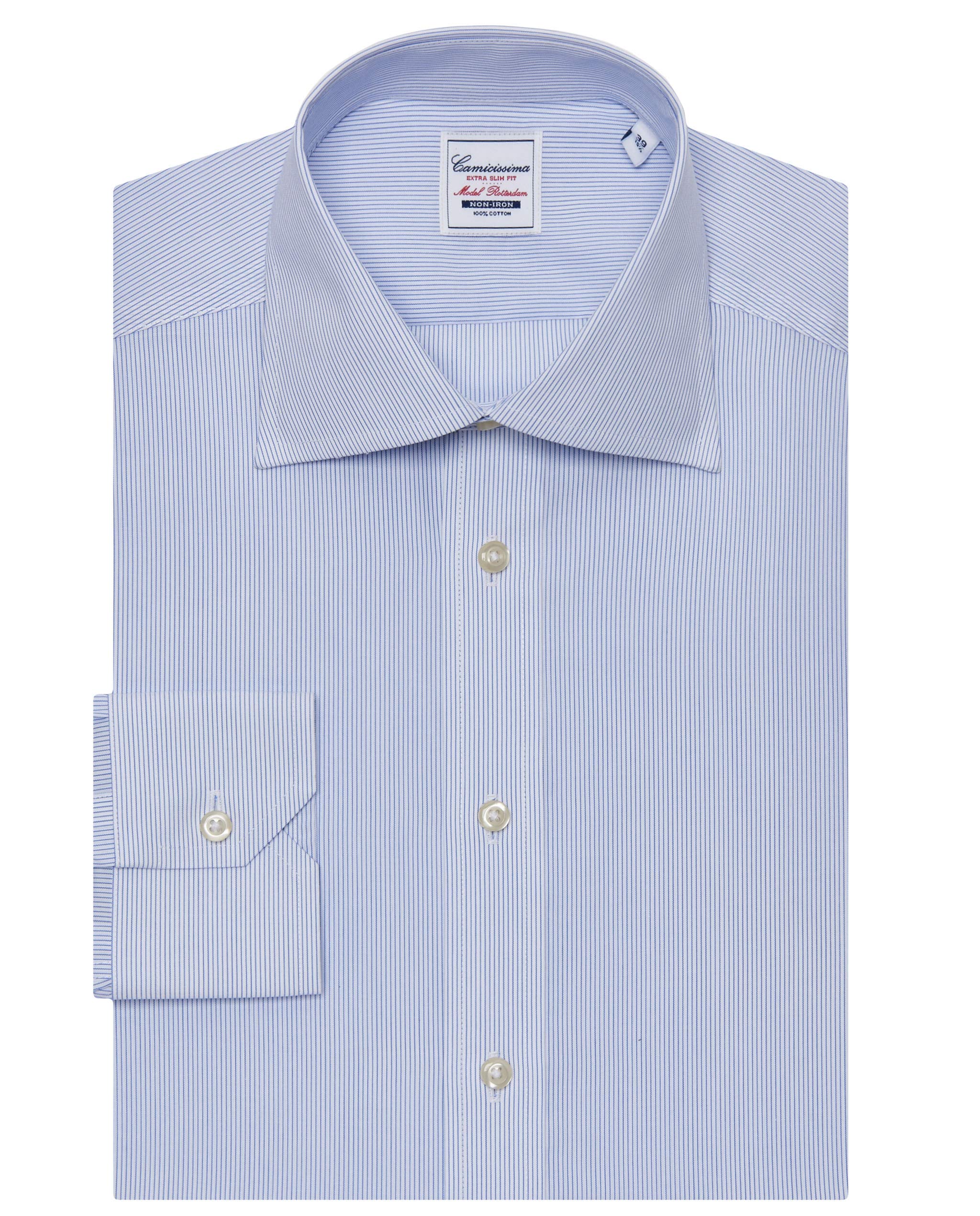 Camicissima Non Iron Rotterdam camicia uomo azzurra a righe extra slim
