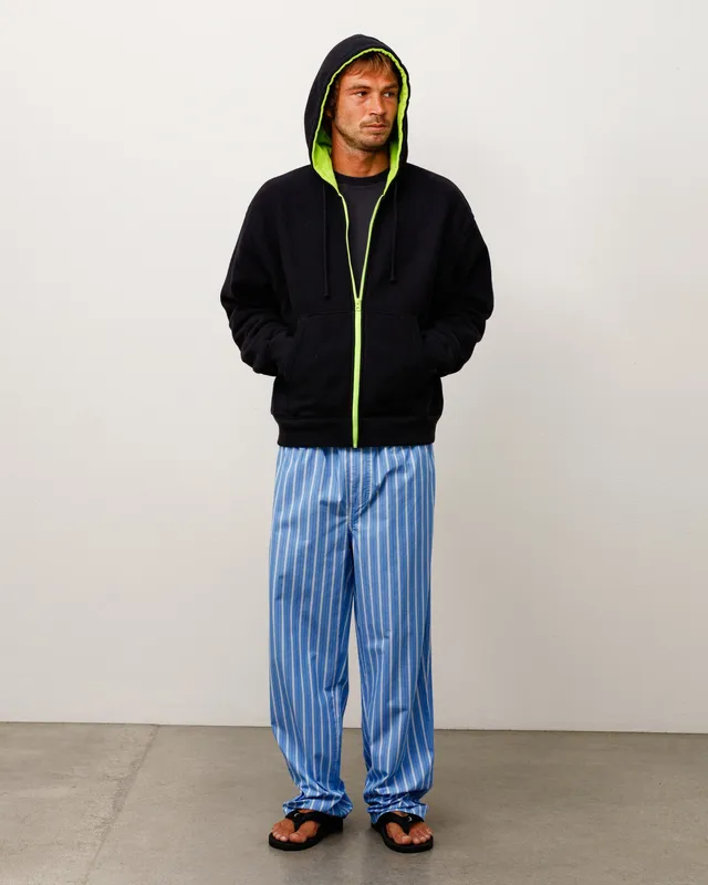 Stussy Double Faced Zip Hoodie felpa nera double face 360 gsm