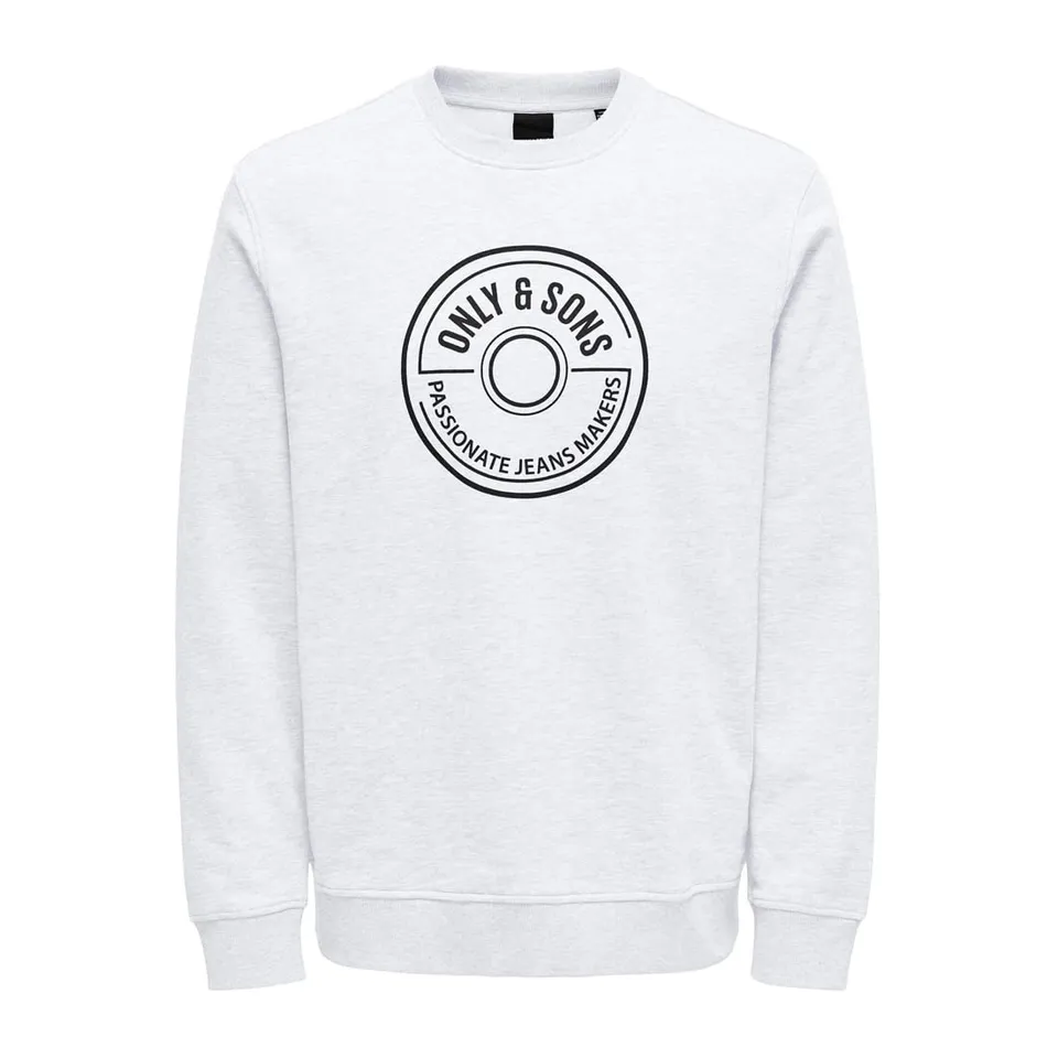 Only & Sons Regular Logo Crew felpa uomo bianco nero cotone
