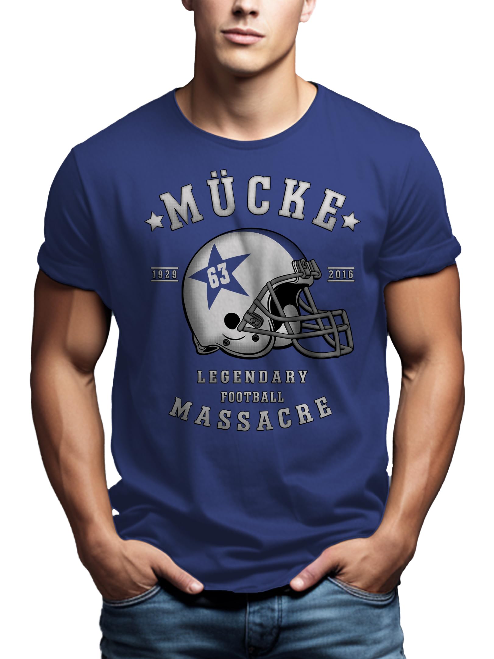 Makaya T-Shirt Uomo maglietta football 63 blu taglia M