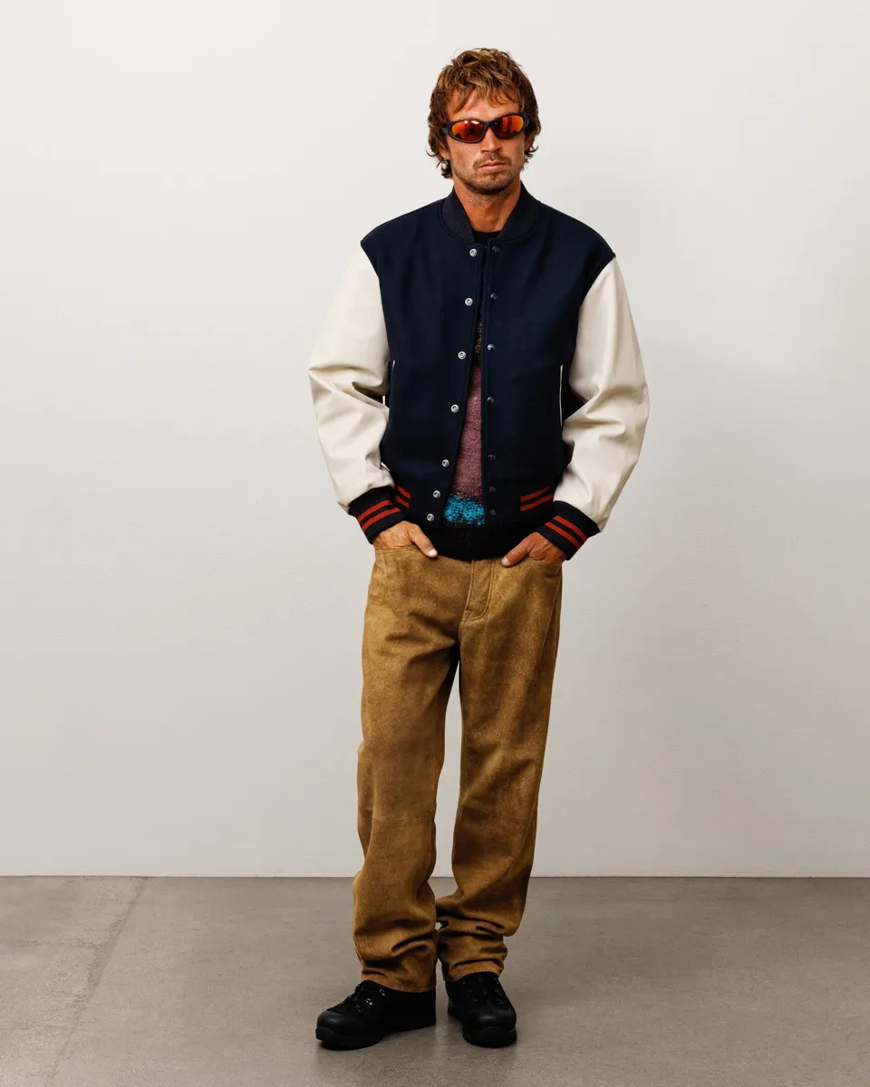Stussy New Classic Pant Suede pantaloni tan pelle scamosciata