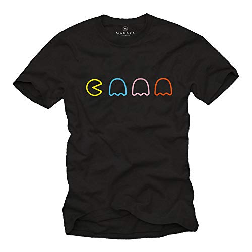 Makaya T-Shirt Uomo maglietta gaming gamer nera cotone